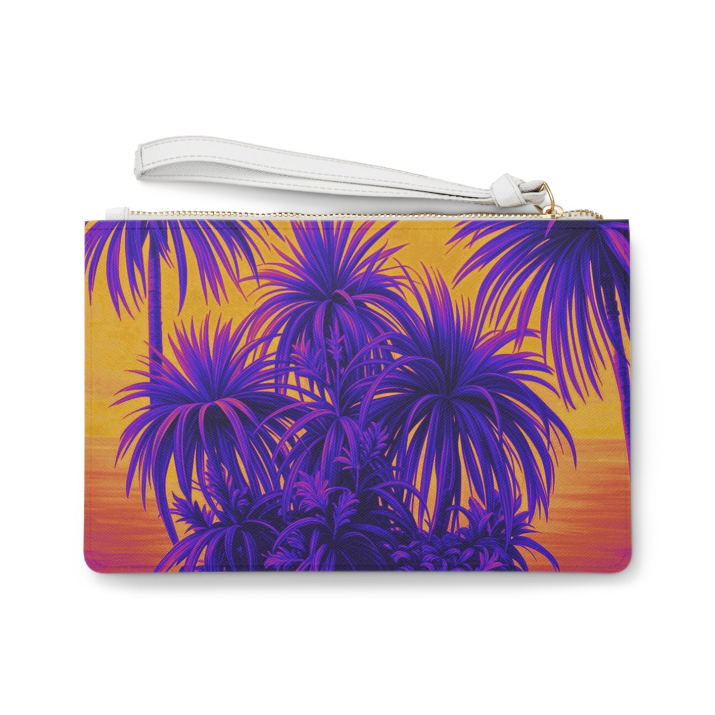 Tropical Faux Leather Clutch Bag - Perfect for Beach Adventures & Summer Vacations / Tiny Palm Island, Pop