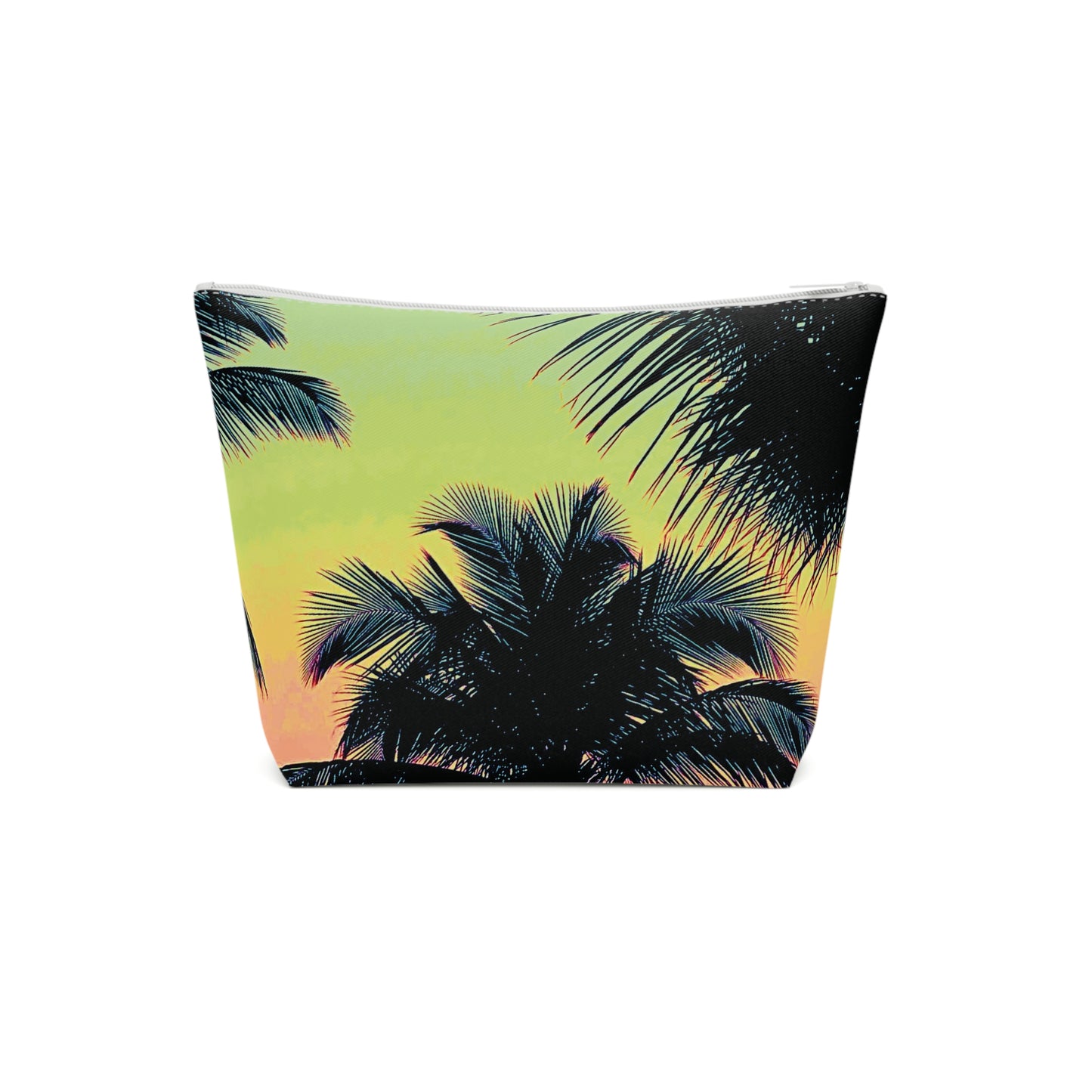 Tropical Cotton Cosmetic Bag, Makeup Pouch, 5 Sizes / Palm Glow, Sangria