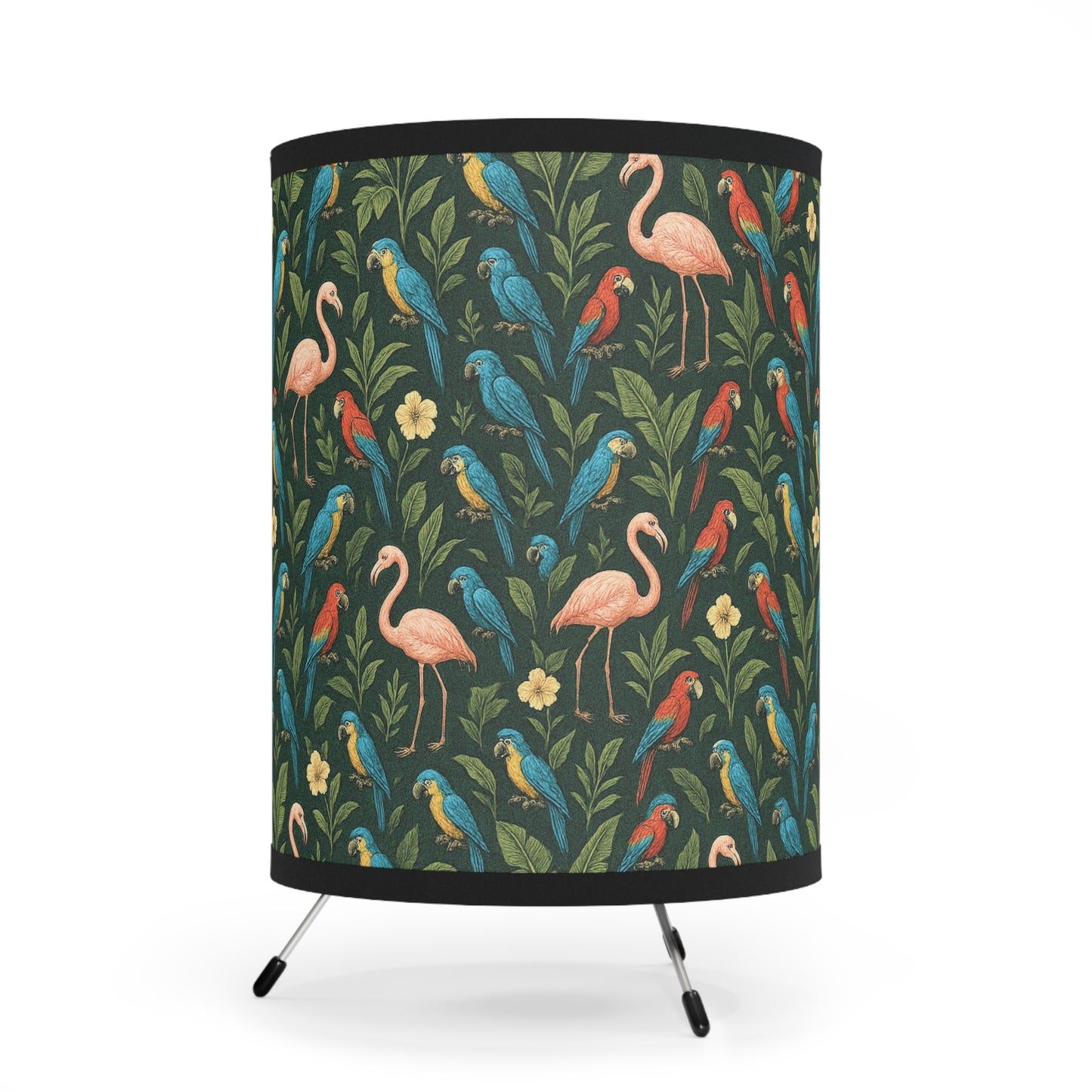 Flamingos and Parrots / Tripod Lamp with Artistic High-Res Shade - Perfect for Home Décor