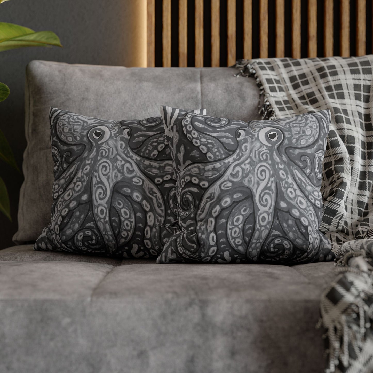 Faux Suede Square Pillowcase - Noir Kraken Joe