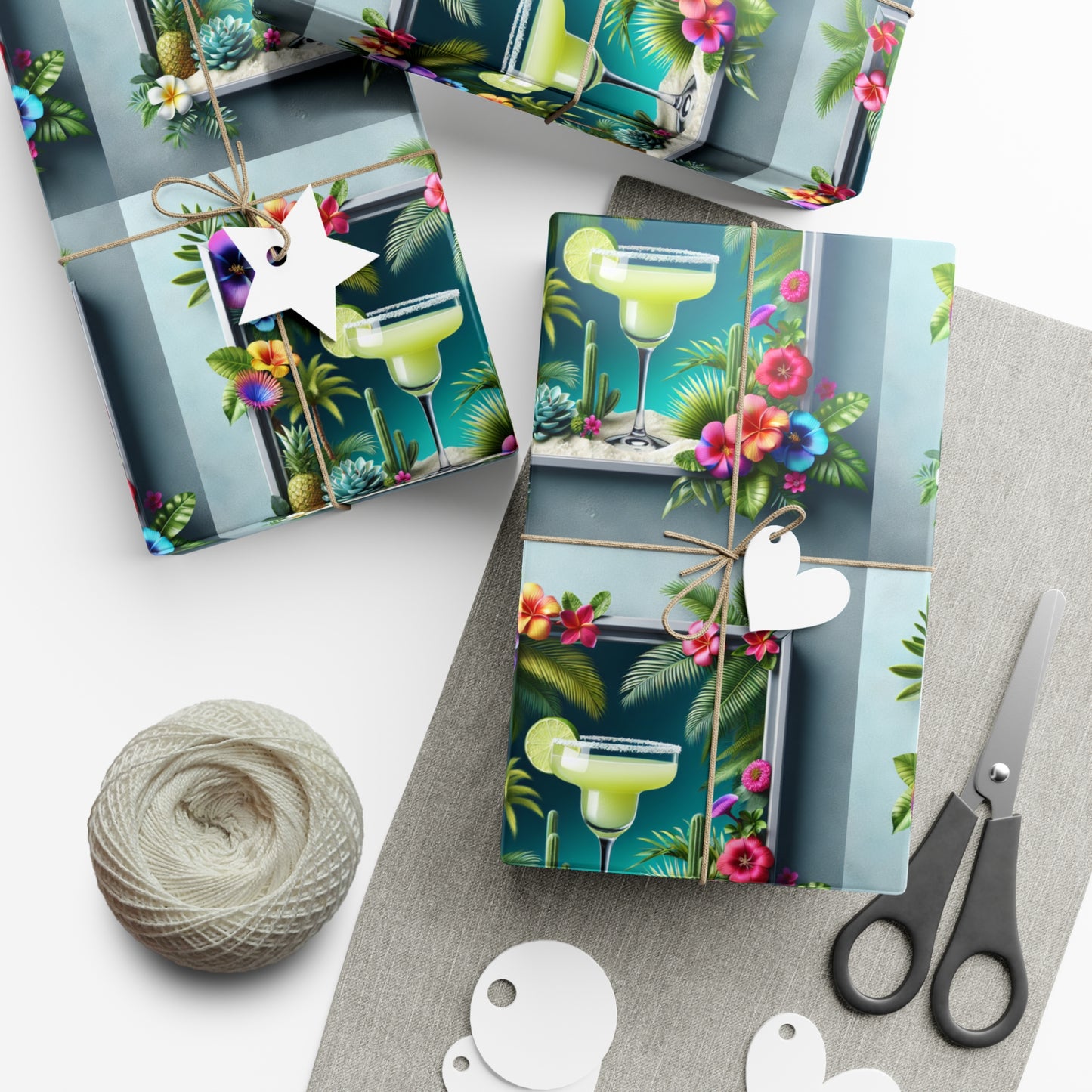 Wrapping Paper - Tropical Gift Wrap for All Occasions / 3 Sizes, 2 Finishes / Tropical Margarita