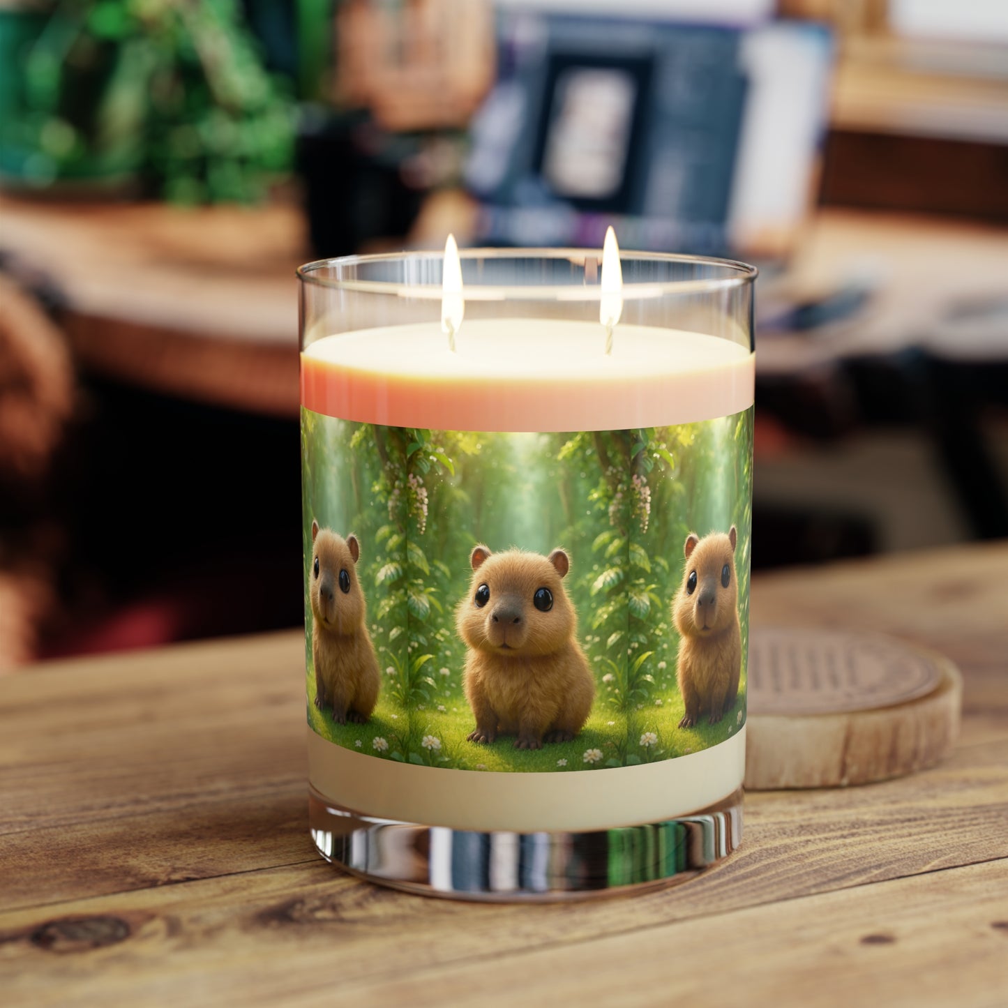 Baby Capybara Scented Candle - 11oz Full Glass, Tropical Decor