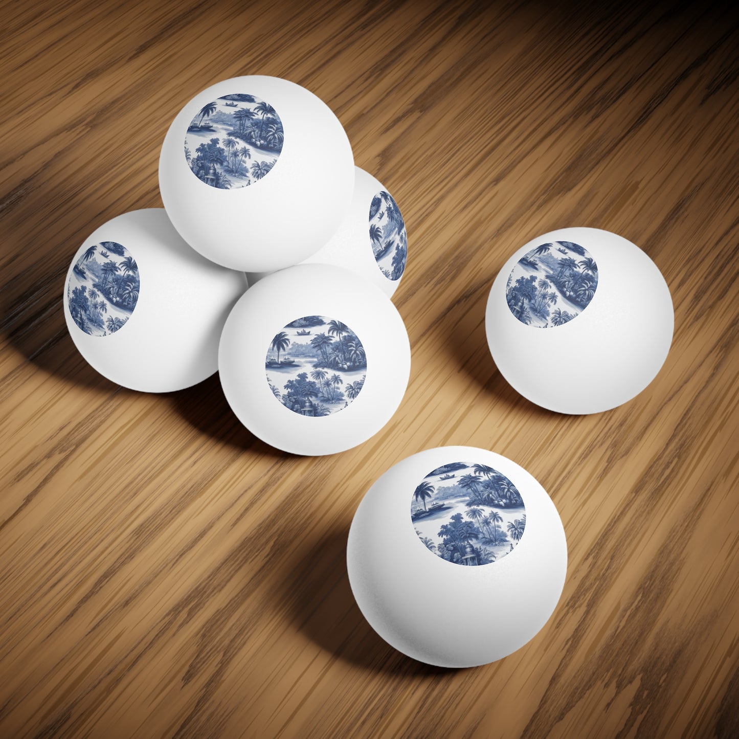 Tropical Paradise Ping Pong Balls - 6 Pack with Travel Toile Blue