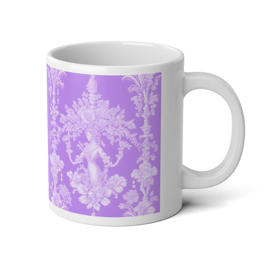 Jumbo Mug, 20oz, Pearl Lady Toile, Amethyst | Tropical Coffee Cup