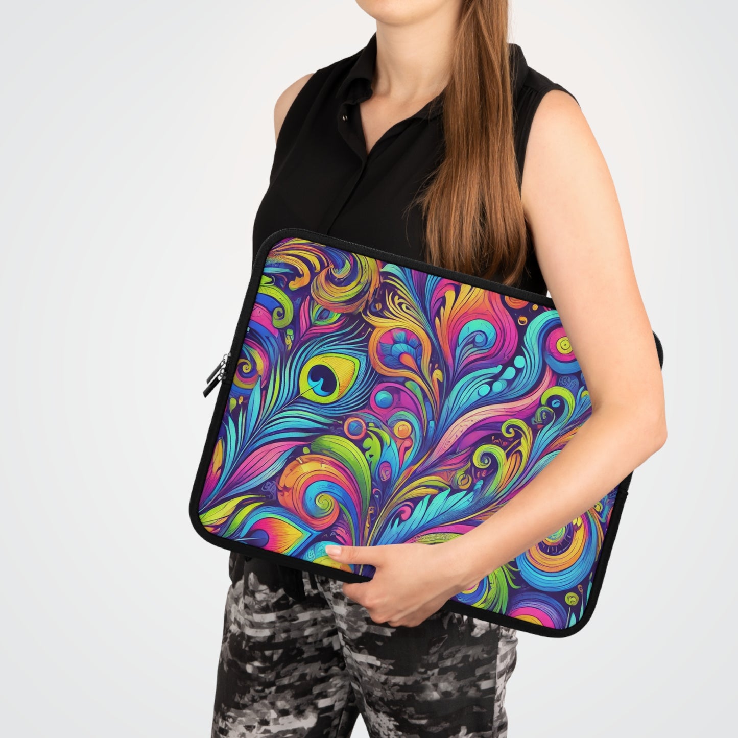 Tropical Laptop Sleeve, 5 Sizes - Perfect for Beach Lovers & Students / Feather Currents