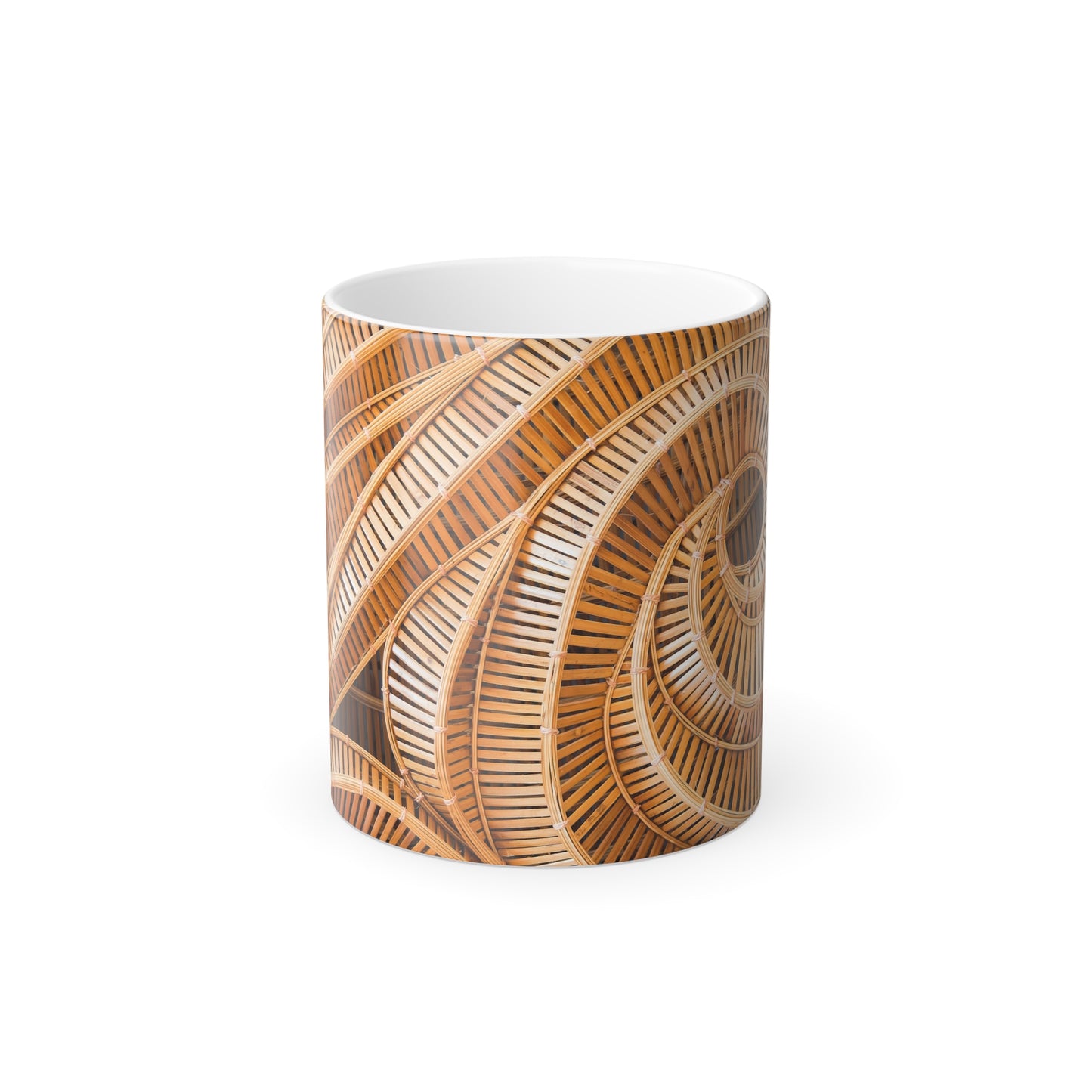 Color Morphing Mug with Natural Bamboo Spiral Pattern