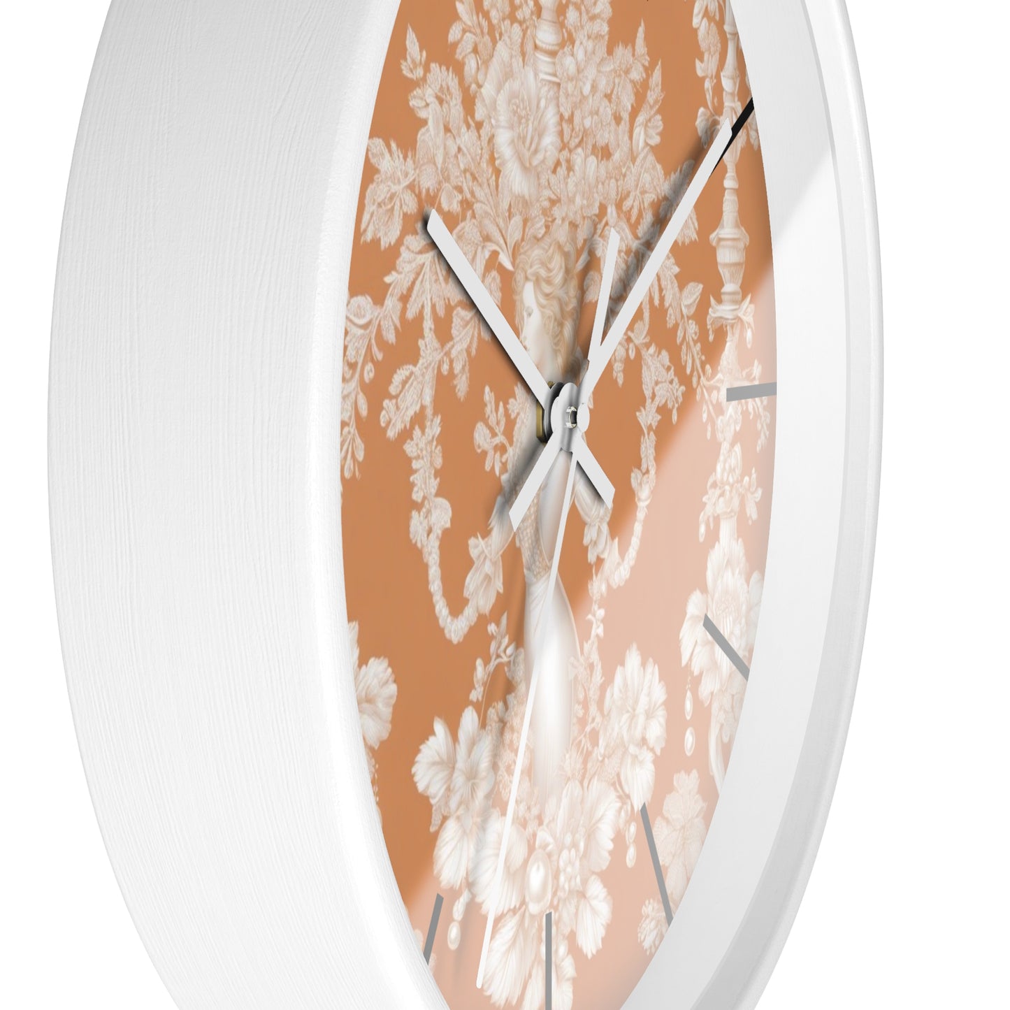 Wall Clock, Pearl Lady Toile / Melon, Hands/Base Variants