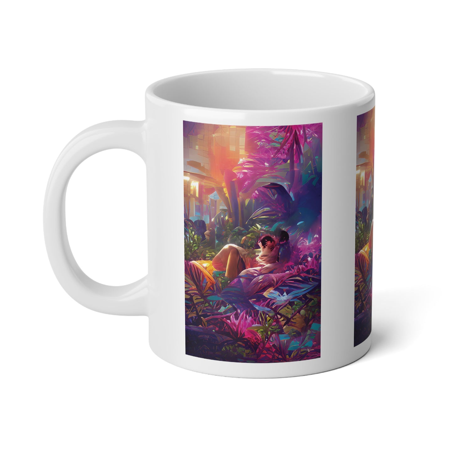 Jumbo Mug, 20oz, Midnight Kiss in Secret Garden | Tropical Coffee Cup