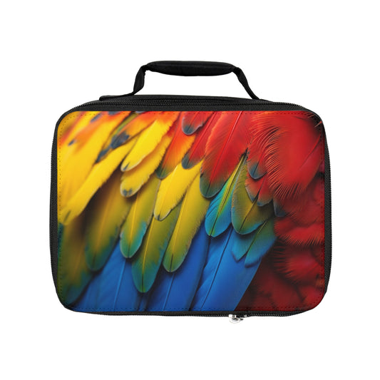 Parrot Macaw Feathers Lunch Bag - Eco-Friendly Insulated Tote, Adult and Child Lunchbox / Perfect for Picnics, Beach Outings