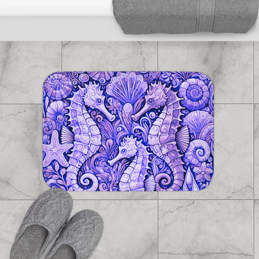 Seahorse Trio/Amethyst Bath Mat, 2 Sizes - Tropical Vibes for Home Decor