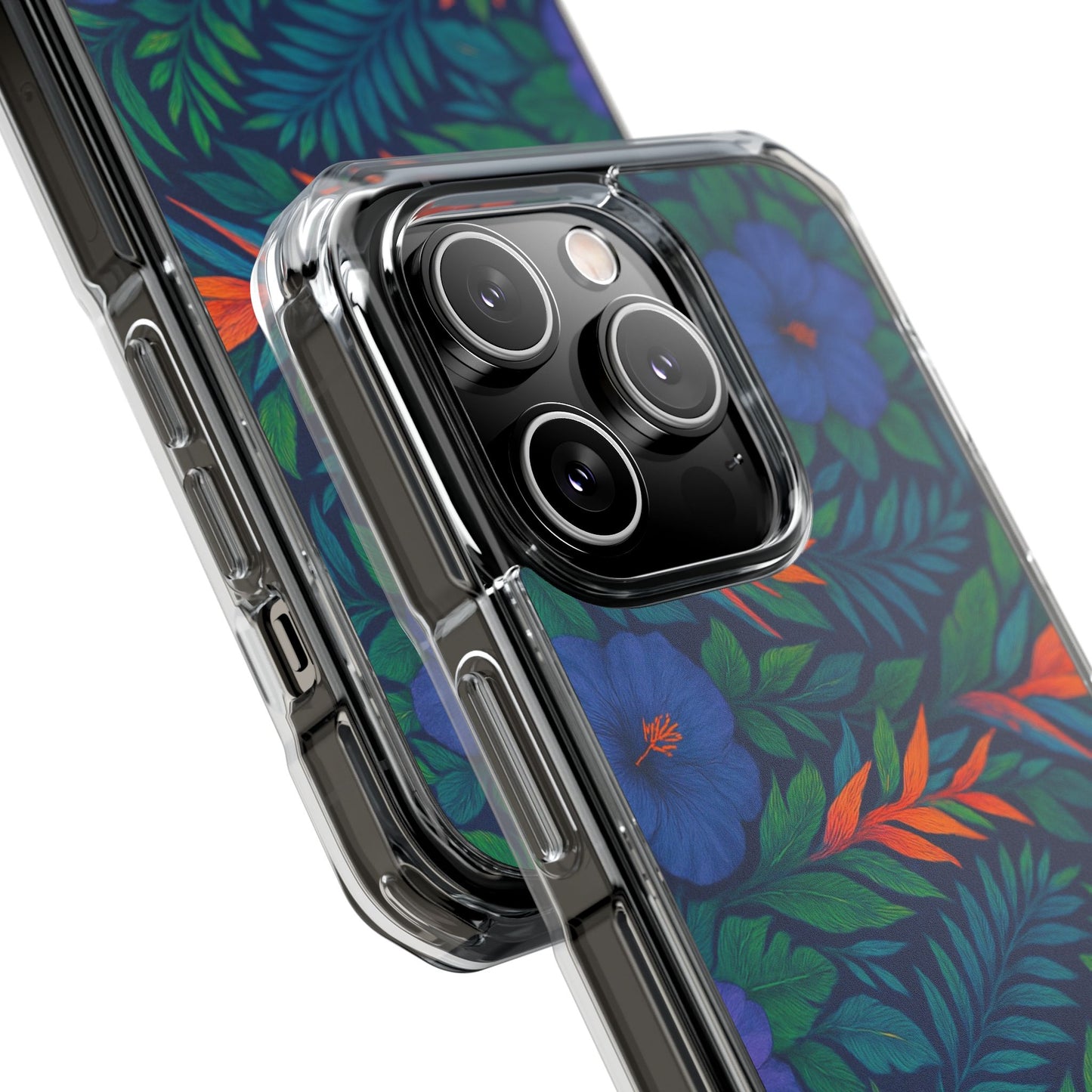 Midnight Flower Navy Magnetic Clear Phone Case, Many Models