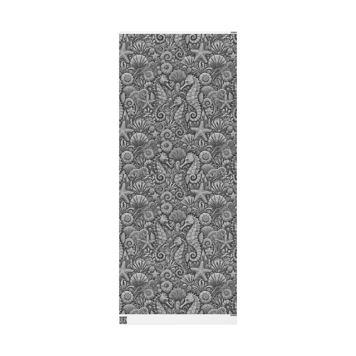 Wrapping Paper - Tropical Gift Wrap for All Occasions, 3 Sizes/2 Finishes / Seahorses Noir