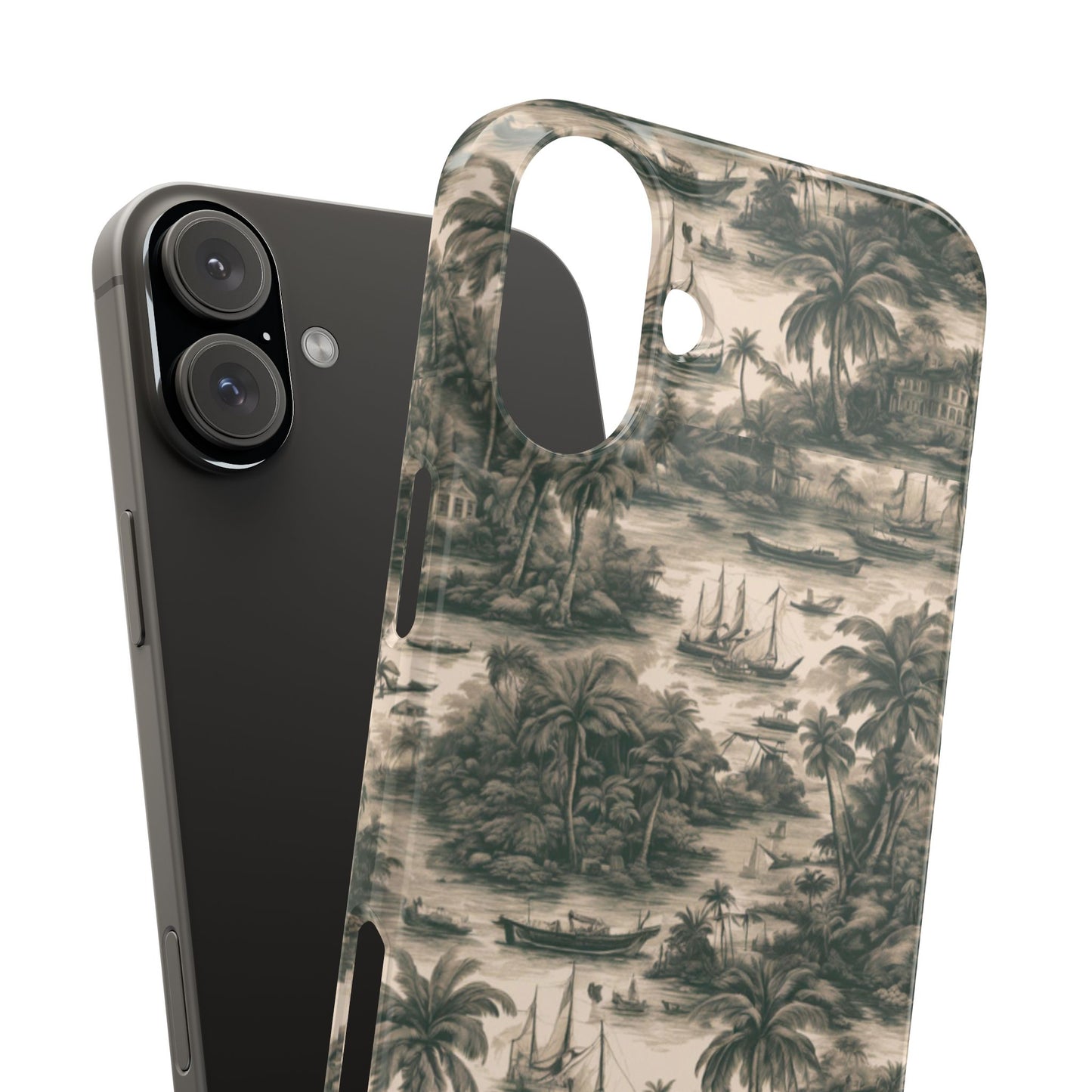 Slim Phone Cases - Tropical Toile #1, black