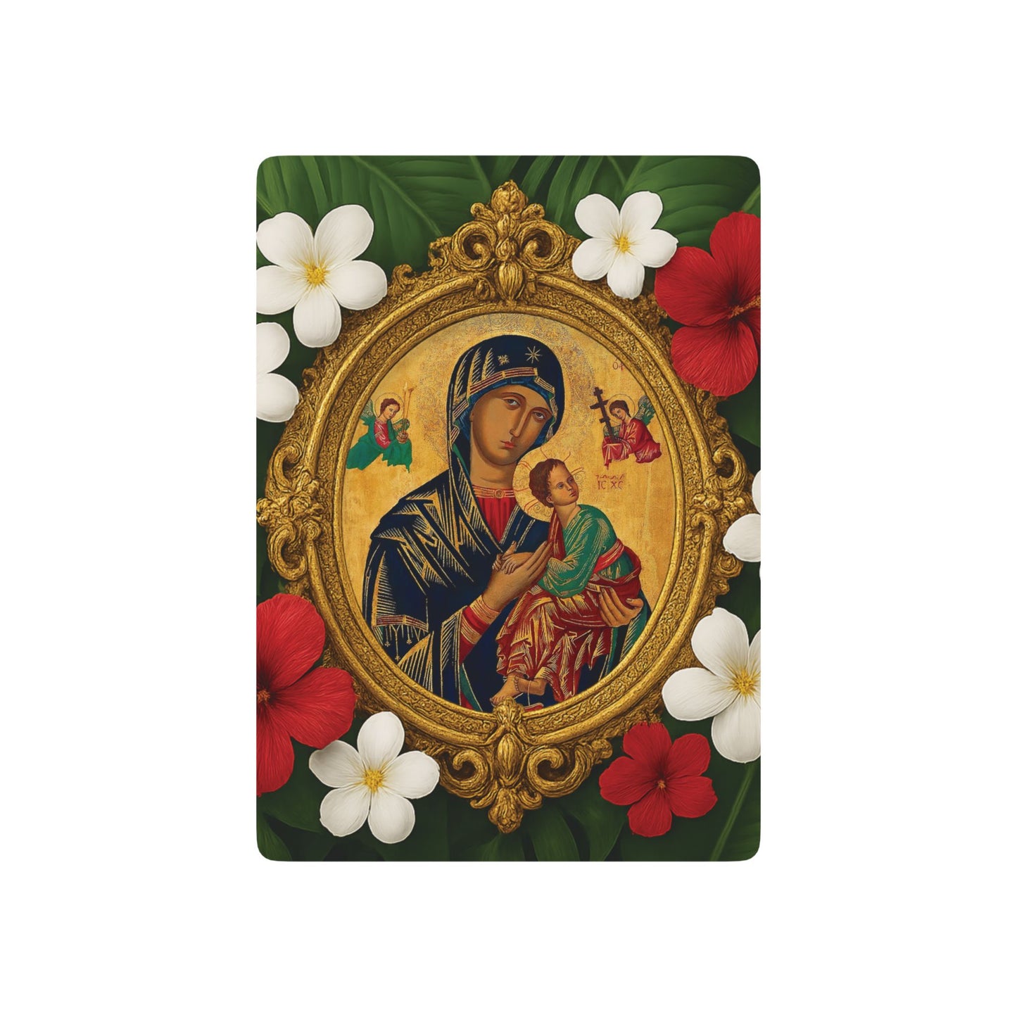 Religious Poker Playing Cards - "Our Lady of Perpetual Help" / Red Floral
