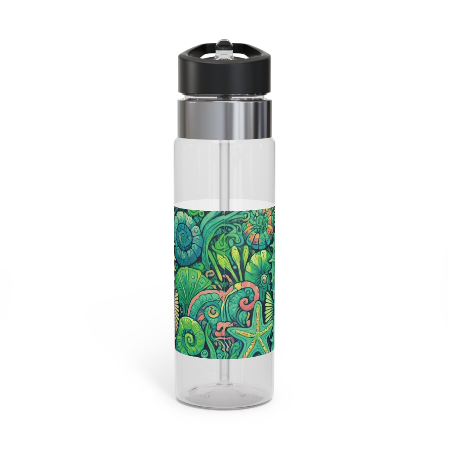 Tropical 20oz Tritan Sport Water Bottle -  Leakproof, Lightweight, BPA-Free / Seahorse Trio, Hot Lime Macro