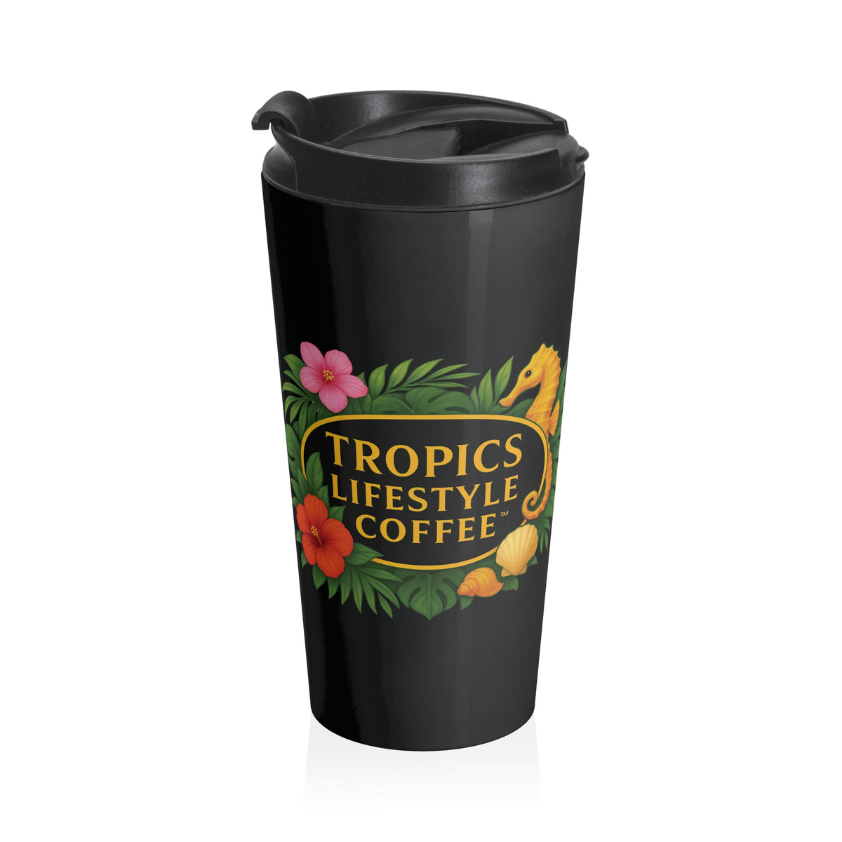 15 oz. Stainless Steel Travel Mug / Seahorse TLCoffee Logo