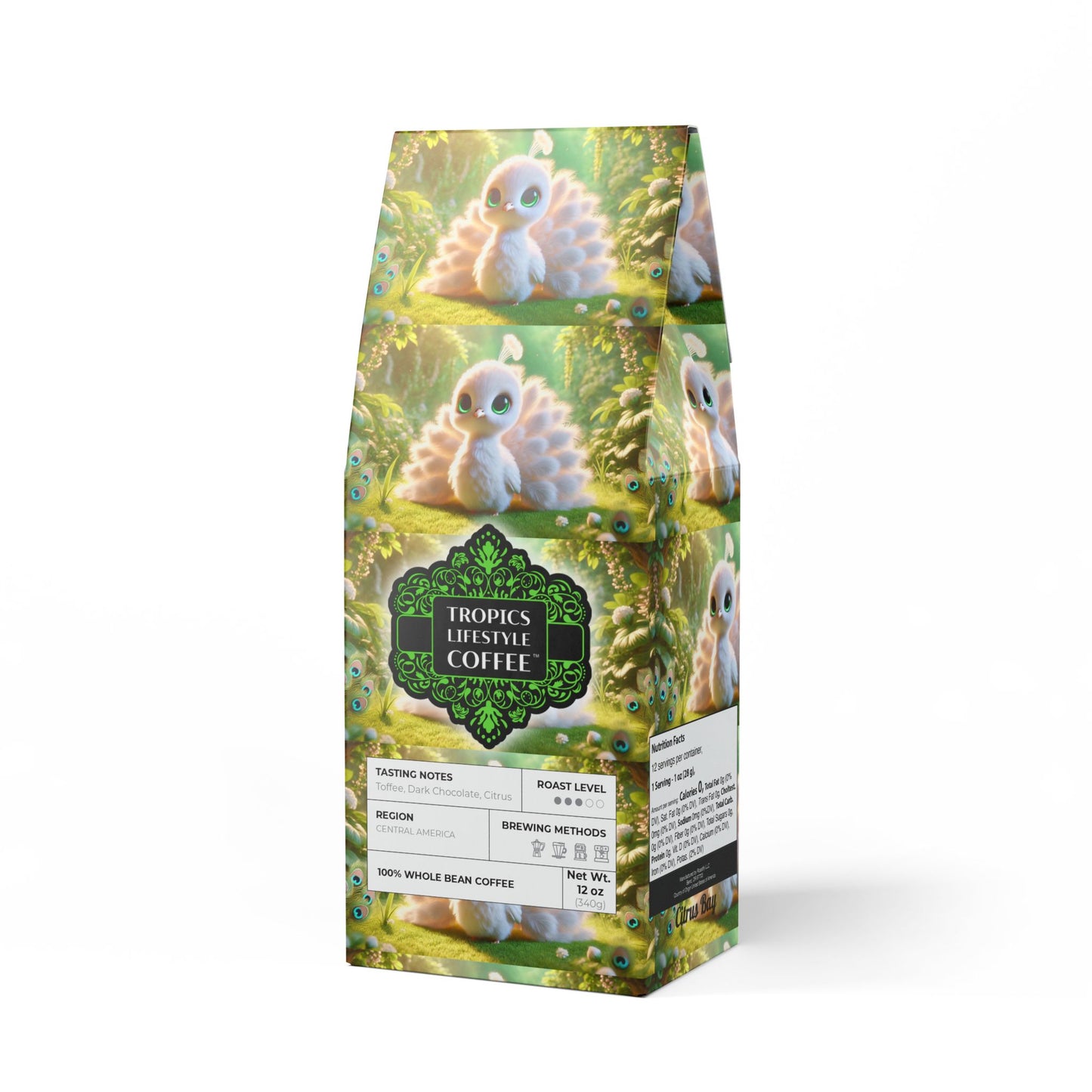 Citrus Bay Blend™ (Medium Roast) Specialty Grade Craft Coffee / Baby White Peacock