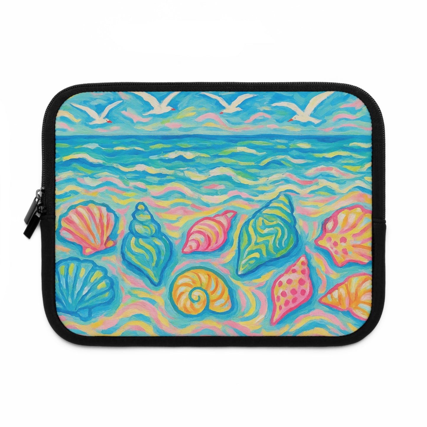 Tropical Laptop Sleeve, 5 Sizes - Perfect for Ocean Lovers & Students / Glow Seashells
