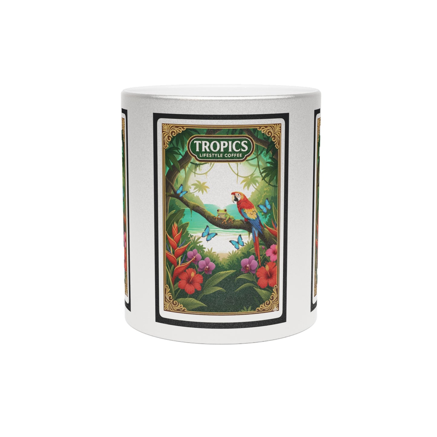 Tropical Metallic Mug, Gold or Silver - Our Coffee Brand, Seaside Friends