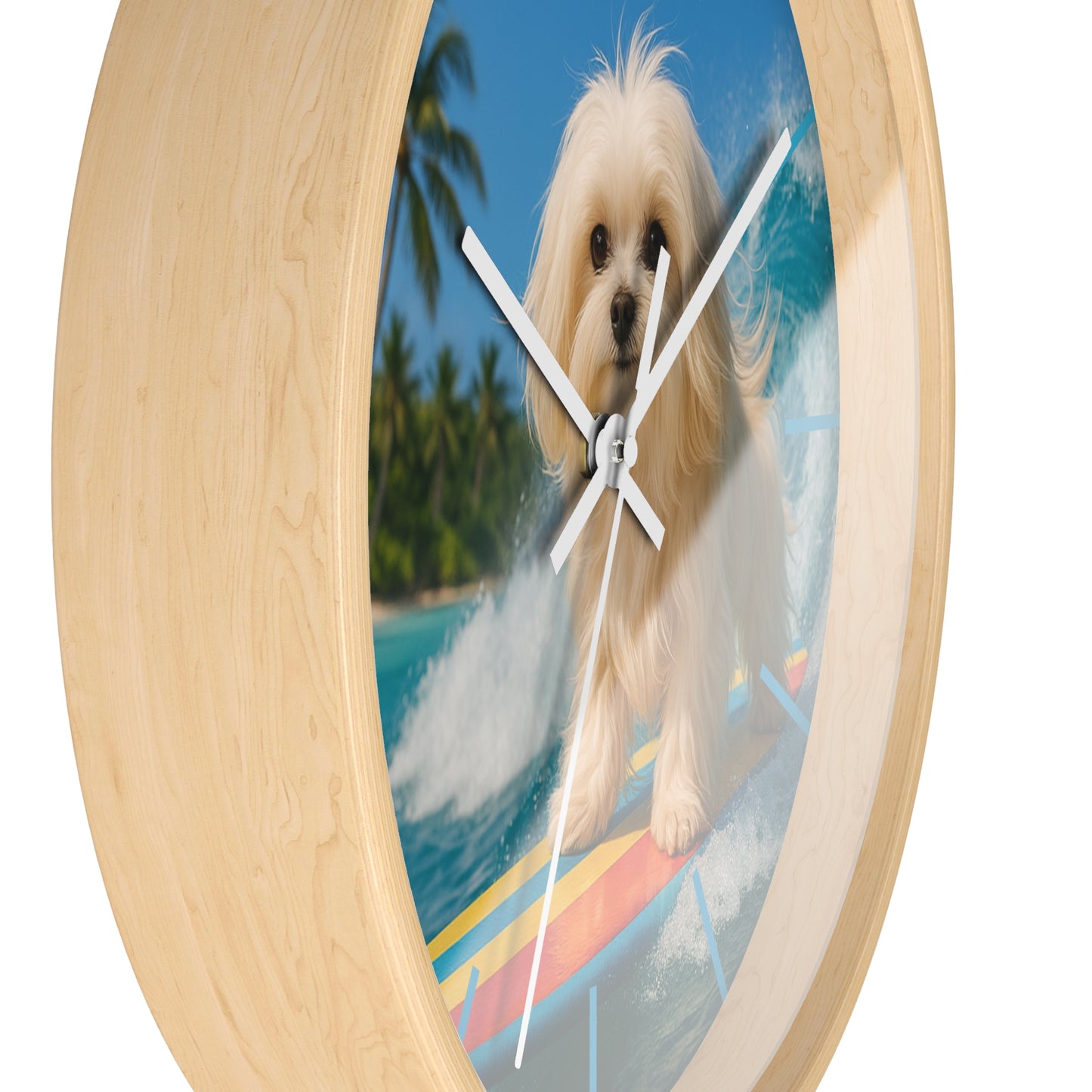 Puppy Ariel the Surfing Dog Wall Clock – Fun Home Decor for Pet Lovers