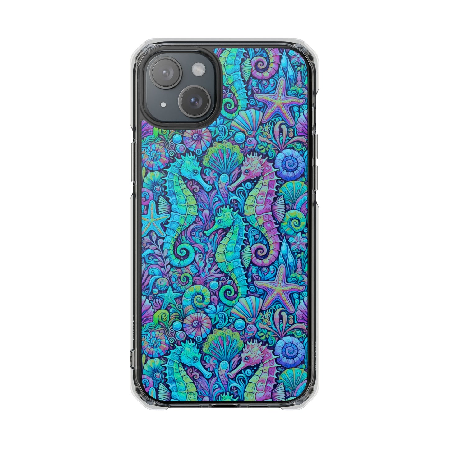 Seahorses/Turquoise POP Magnetic Clear Phone Case, Many Models