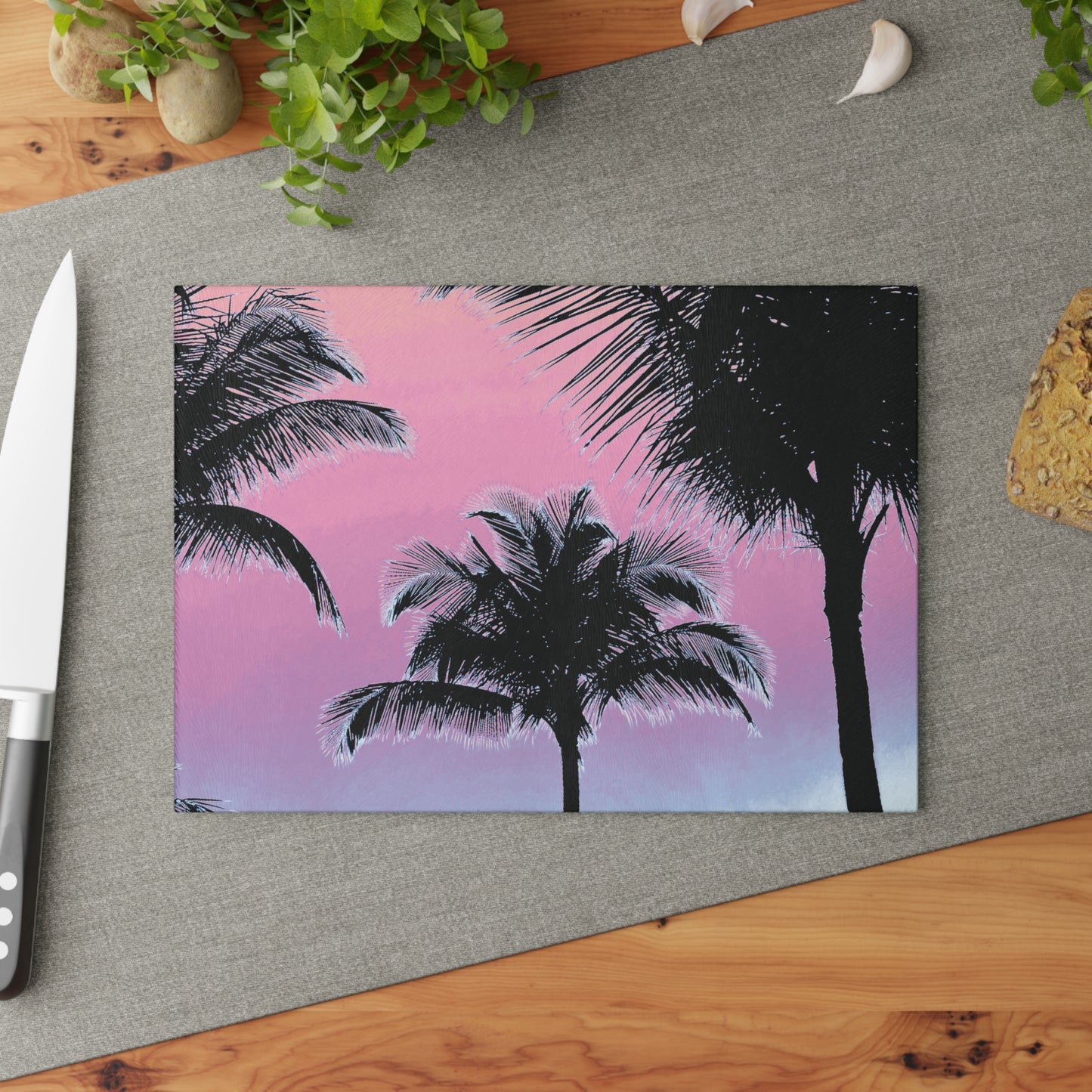 Glass Cutting Board, 2 sizes - Palm Glow/Pastels