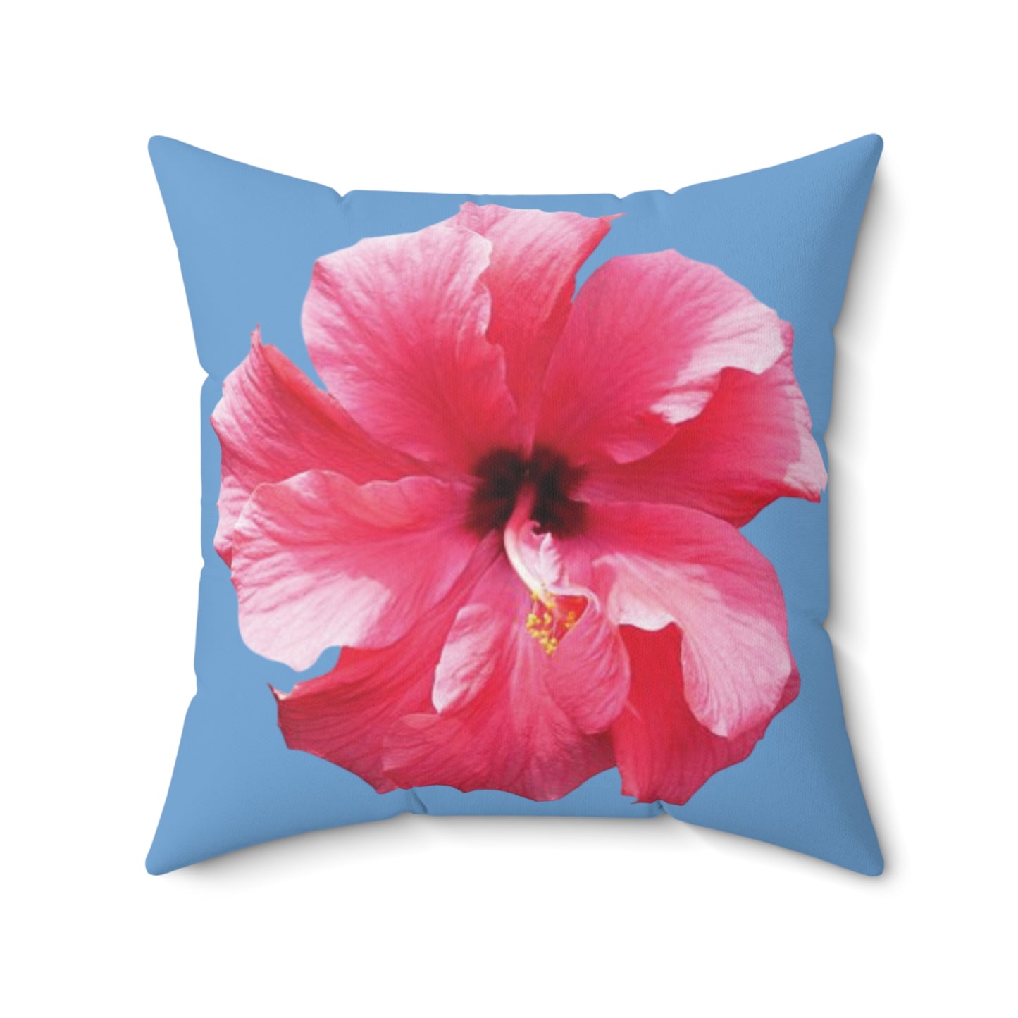 Decorative Pillow - Accent Cushion, 4 Sizes / Photo Pink Hibiscus, Lt. Blue