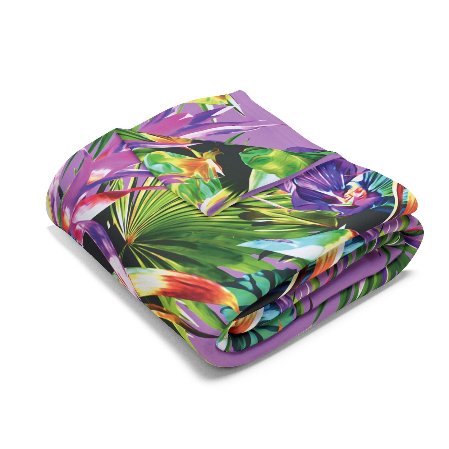 Purple Plant Palooza Fleece Blanket - Colorful Tropical Botanical Design