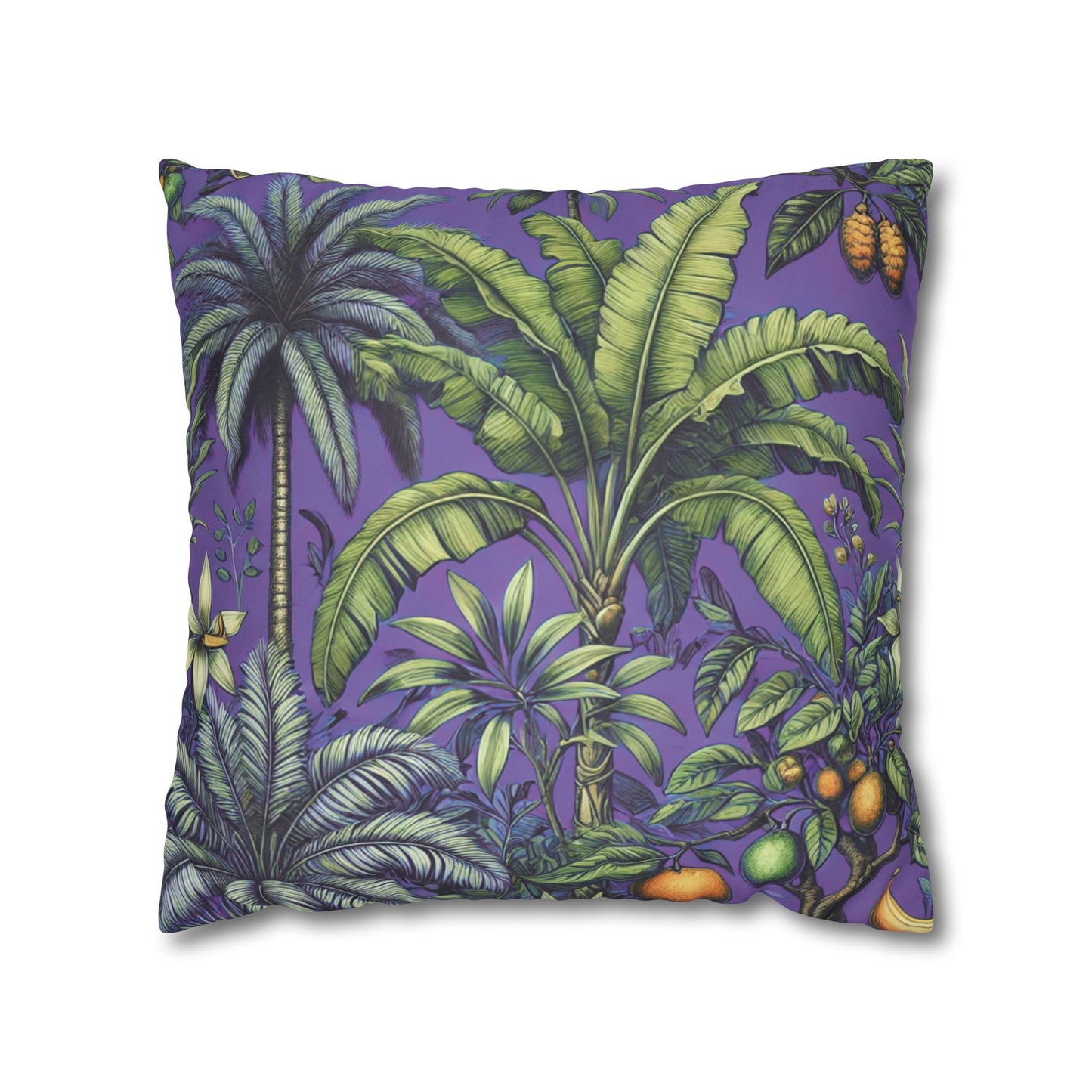 Faux Suede Square Pillowcase - Tropical Fruit, Purple