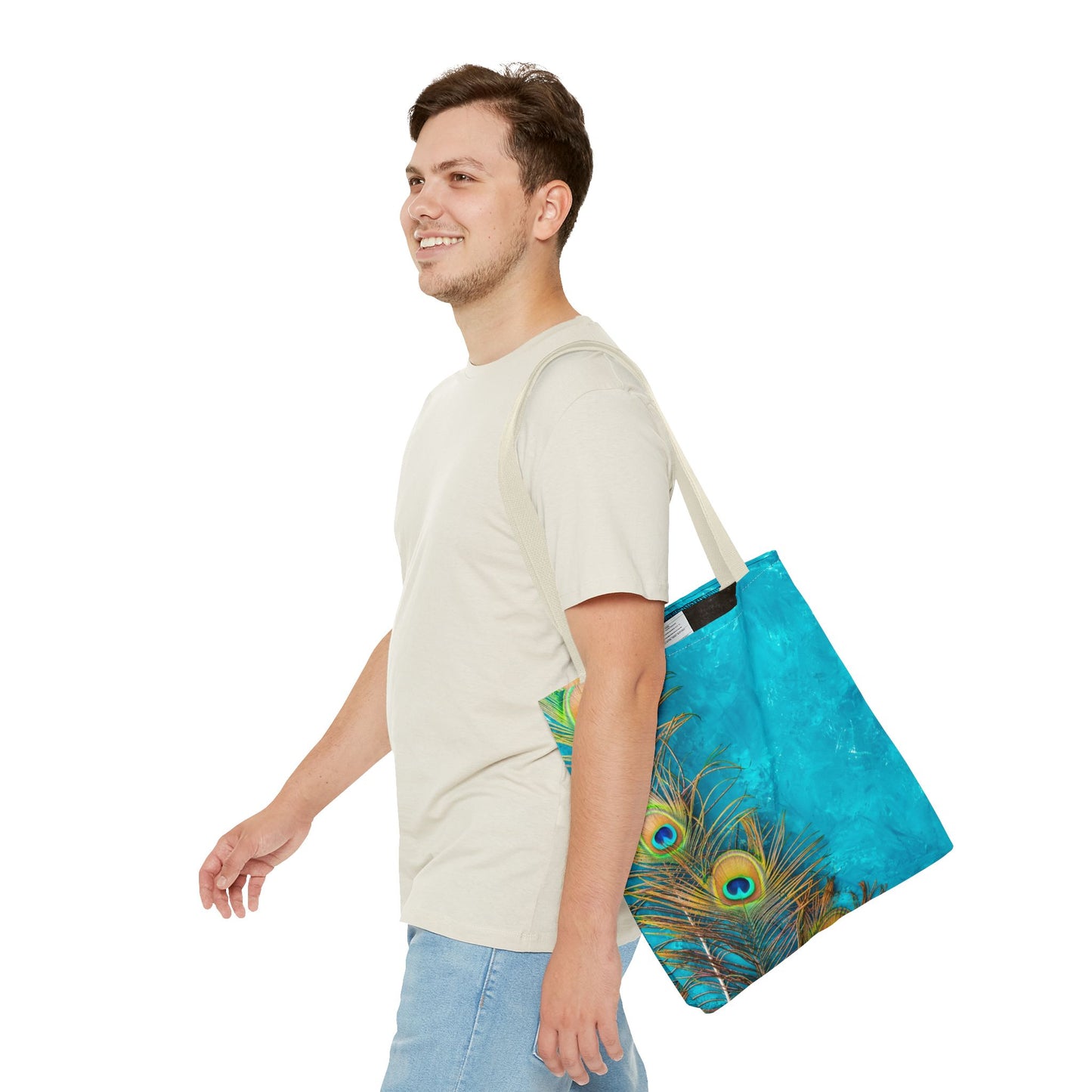 Peacock Turquoise Glow Tote Bag - 3 Sizes