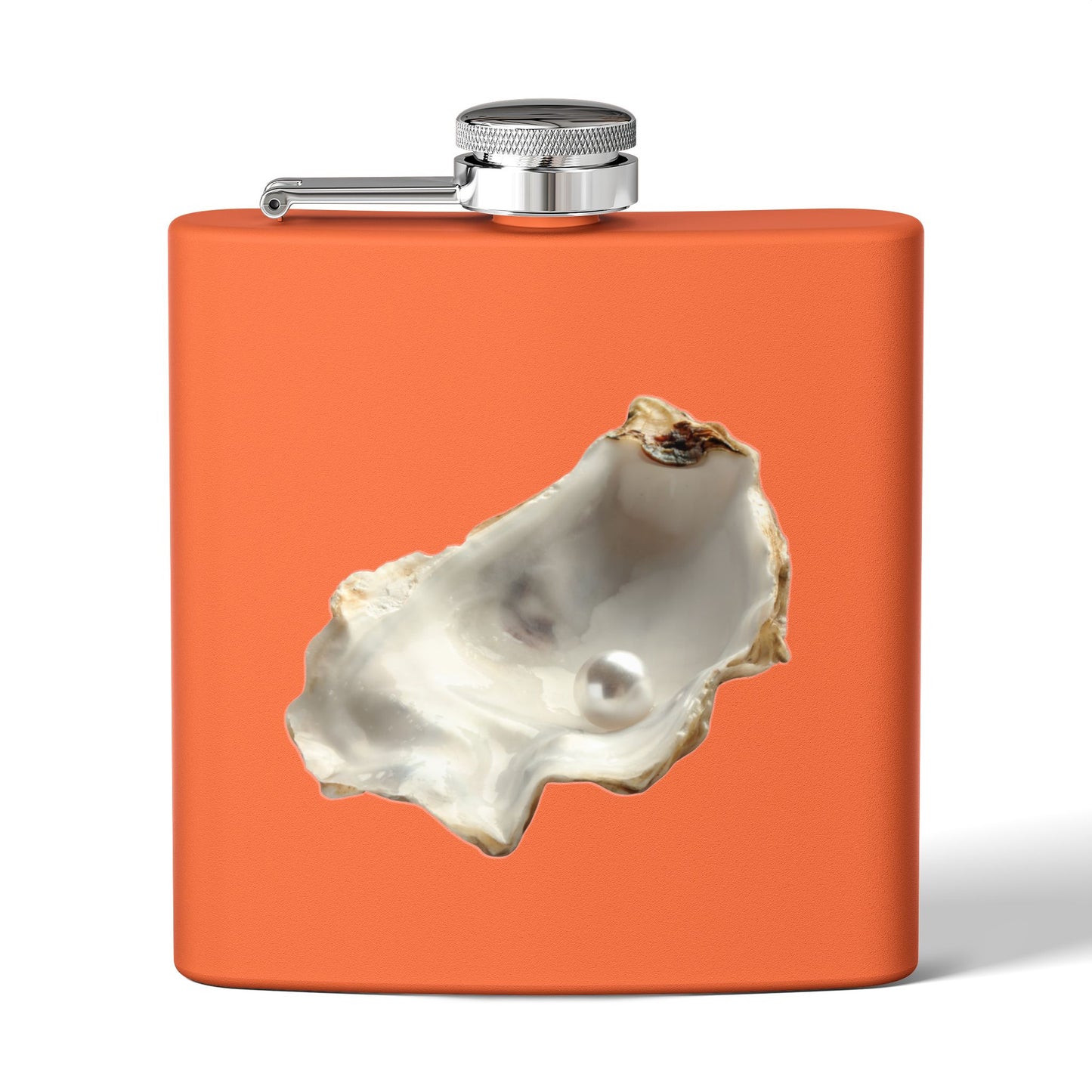 Tropical Stainless Steel 6 oz. Flask, Many Colors  – White Pearl & Shell