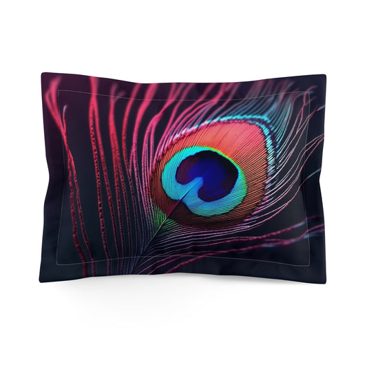 Microfiber Pillow Sham, 2 Sizes | Tropical Vibes for Relaxation / Peacock Eye Feather, Magenta