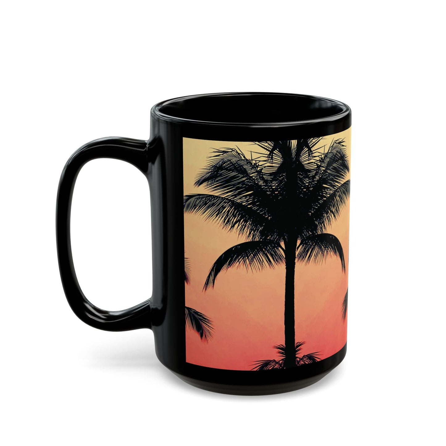 Black Coffee Mug - Palm Glow Orange