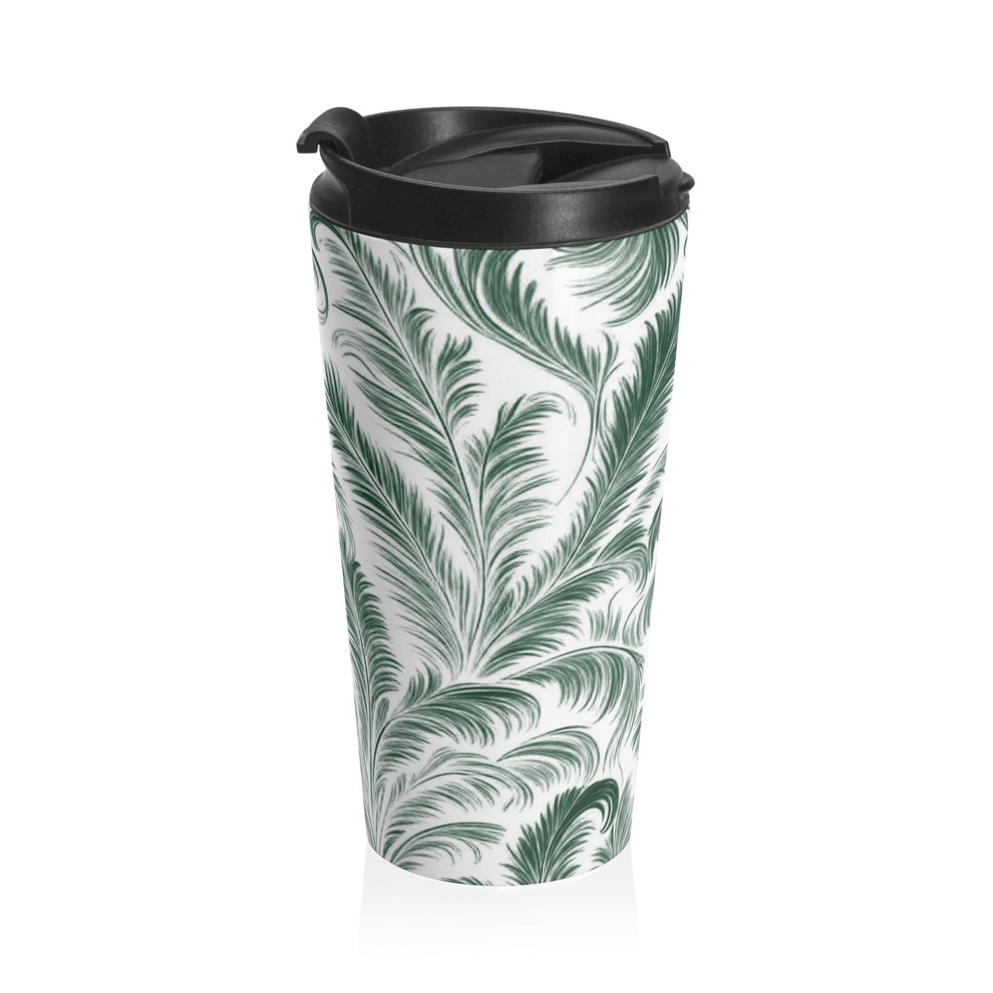 15 oz. Stainless Steel Travel Mug / Rocco Palms, Green & White
