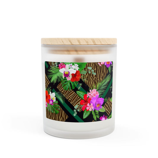 Frosted Glass Candle, 11oz, Tiki Orchds