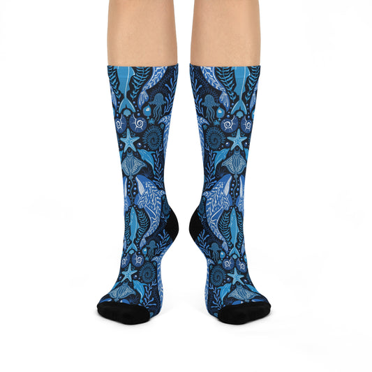 Cushioned Crew Socks - Mystic Ocean, Blue