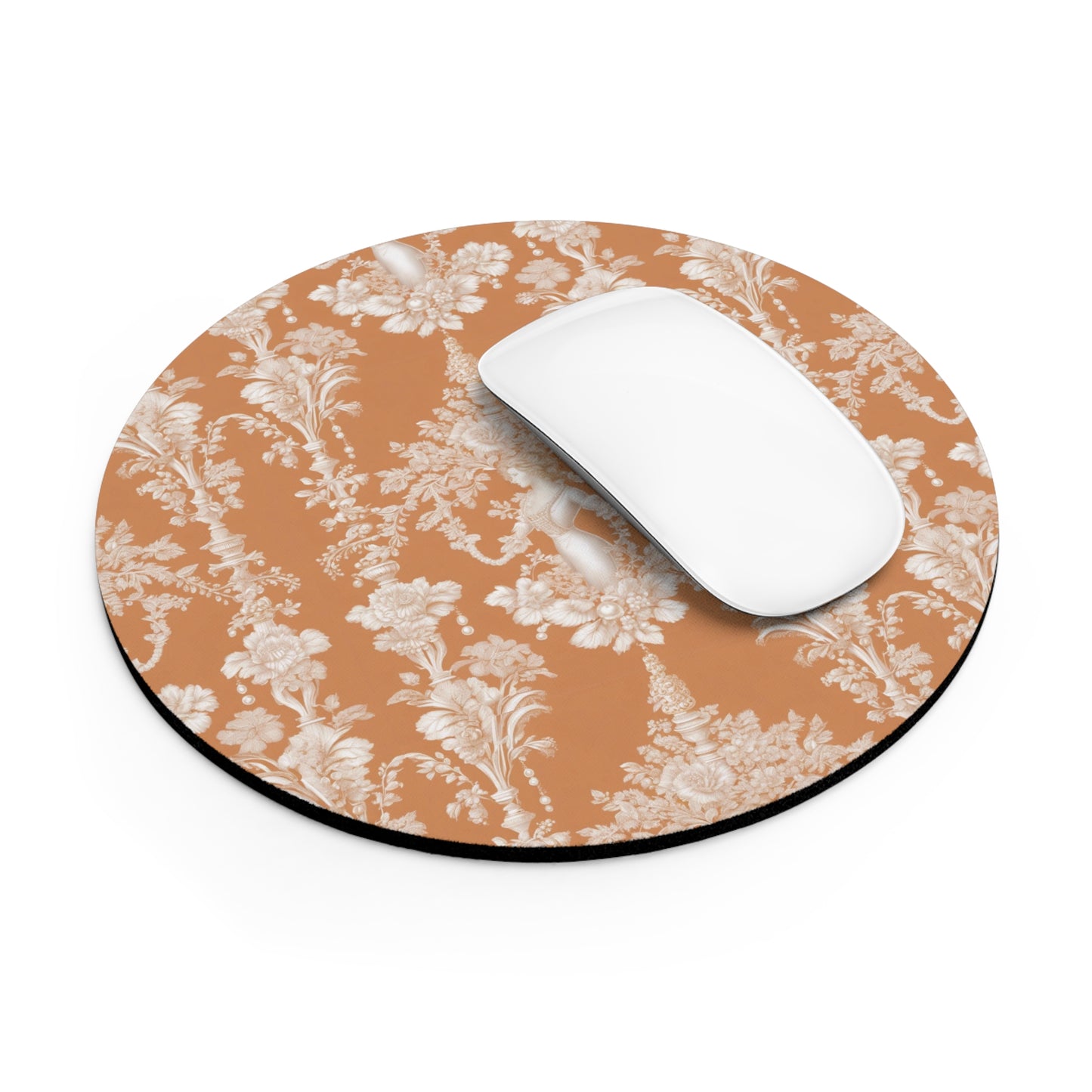 Tropical Mouse Pad, 2 Shapes - Beach Vibes for Home Office & Gamer / Pearl Lady Toile, Melon