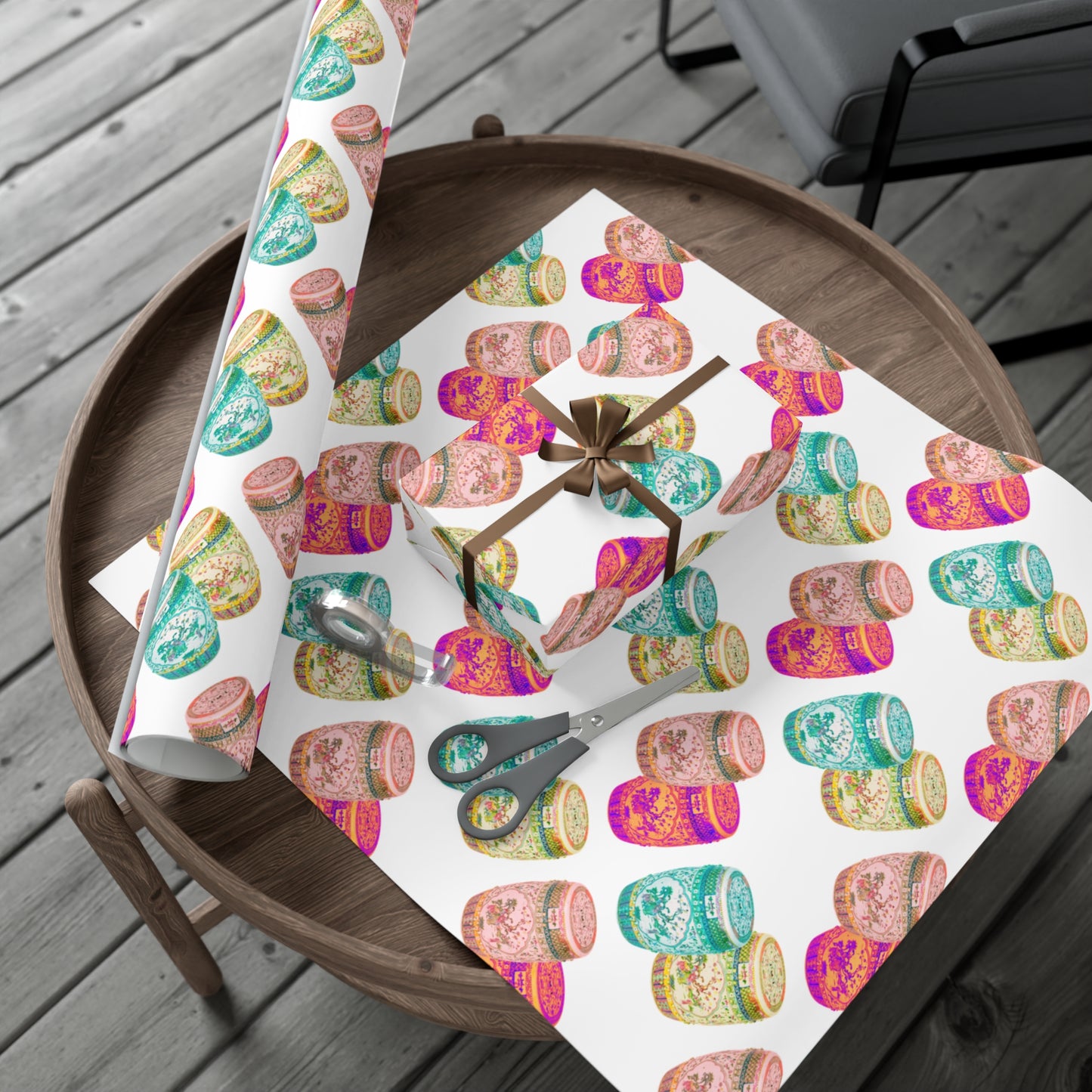 Gift Wrap Papers, Pop Art Porcelain Stools, White, 3 Sizes