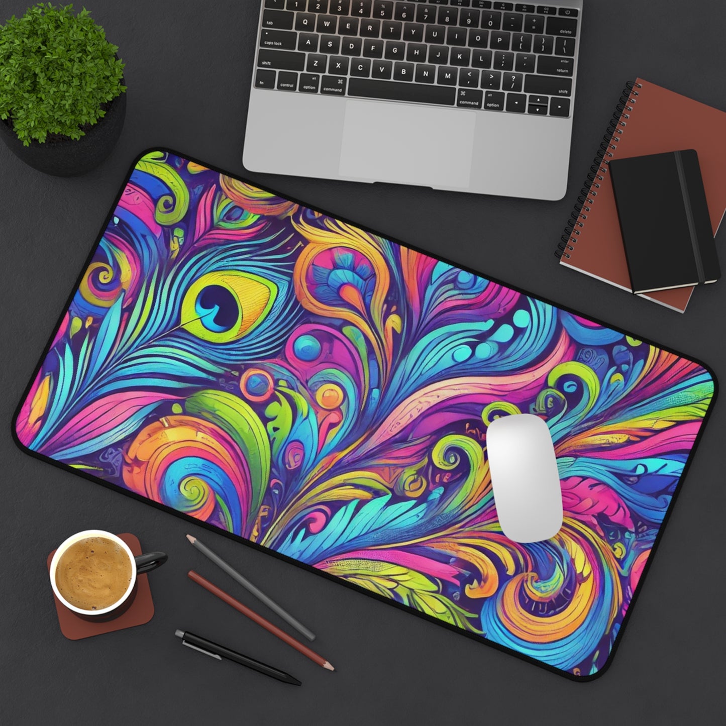 Tropical Mouse Pad/Desk Mat, 2 Sizes - Rainforest Design, Perfect for Home Office / Feather Currents Pop