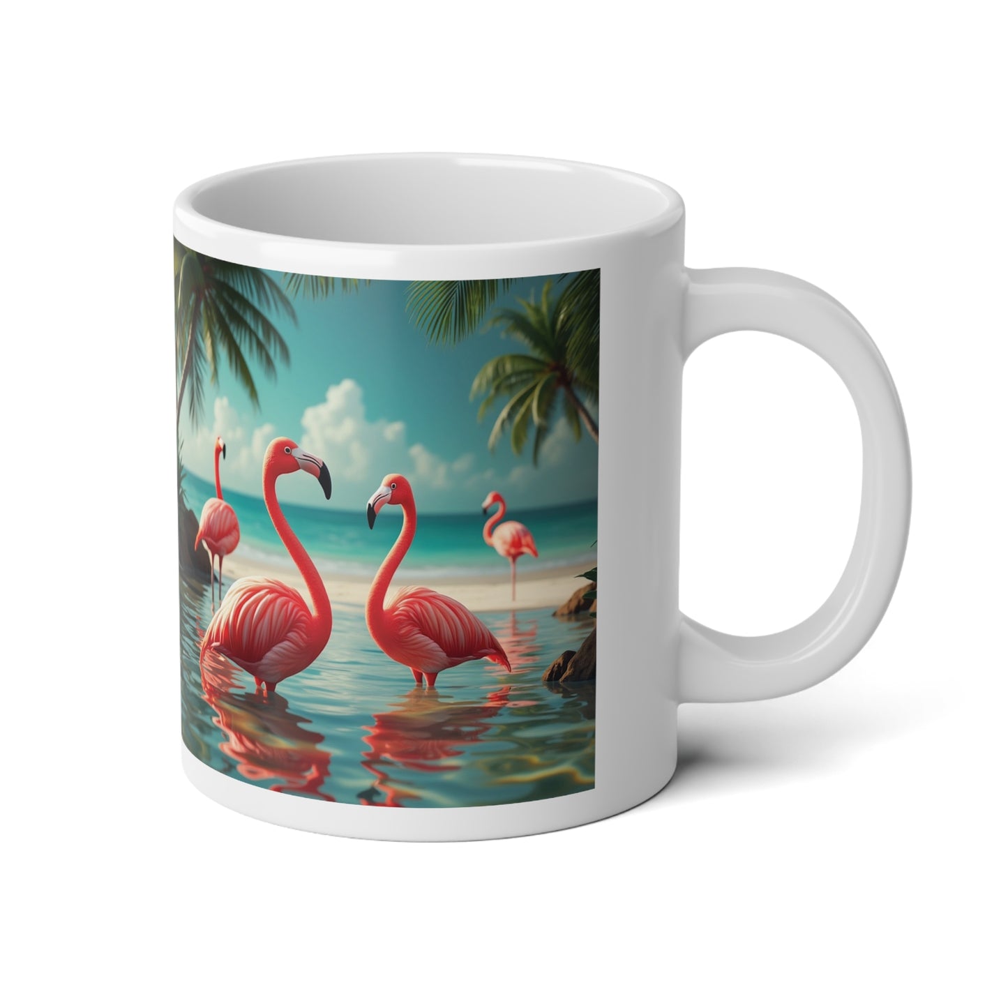 Jumbo Mug, 20oz, Flamingo Morning Dip | Tropical Coffee Cup