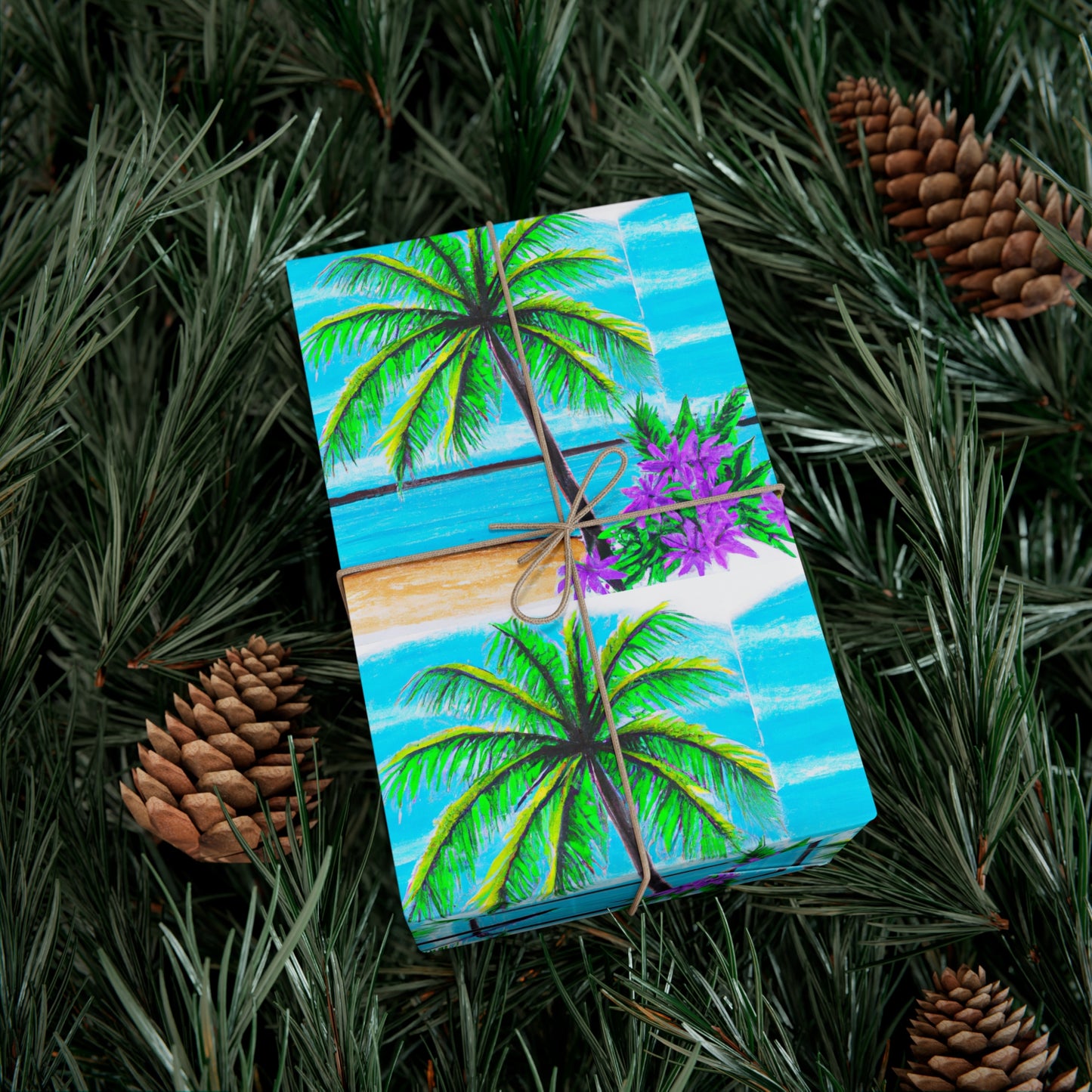 Wrapping Paper - Tropical Gift Wrap for All Occasions / 3 Sizes, 2 Finishes / Tropical Beach