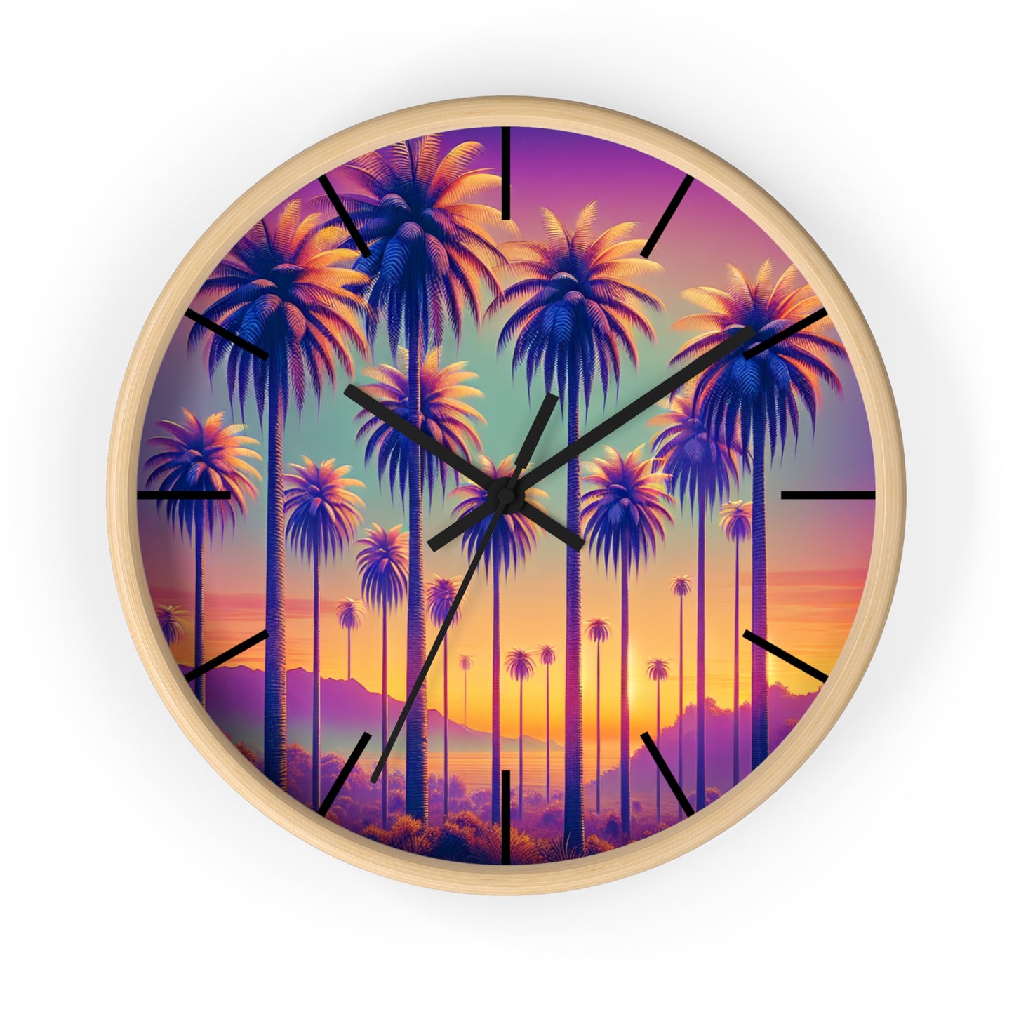 Wall Clock, Sunset Palms, Hands/Base Color Variants