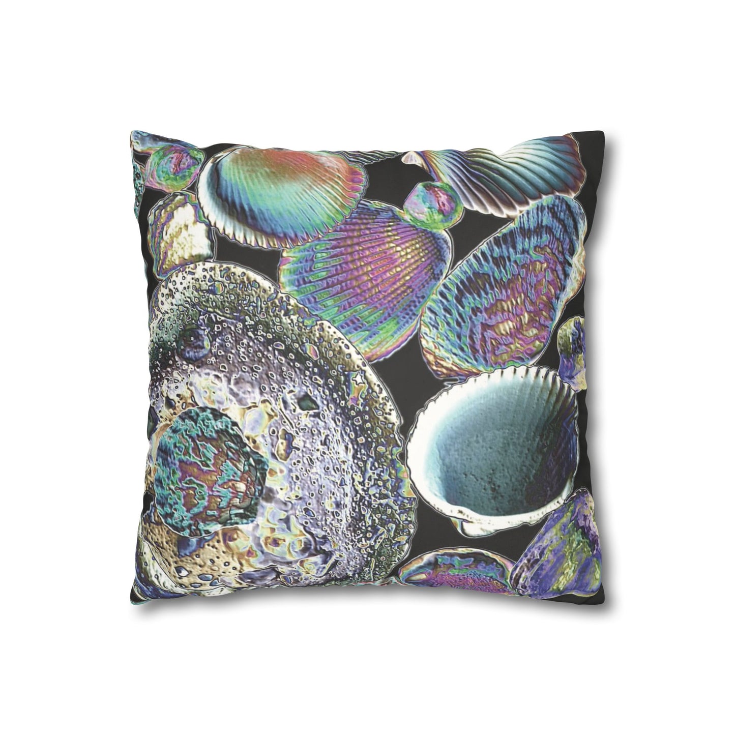 Faux Suede Square Pillowcase - Heatwave Seashell Collection, Black