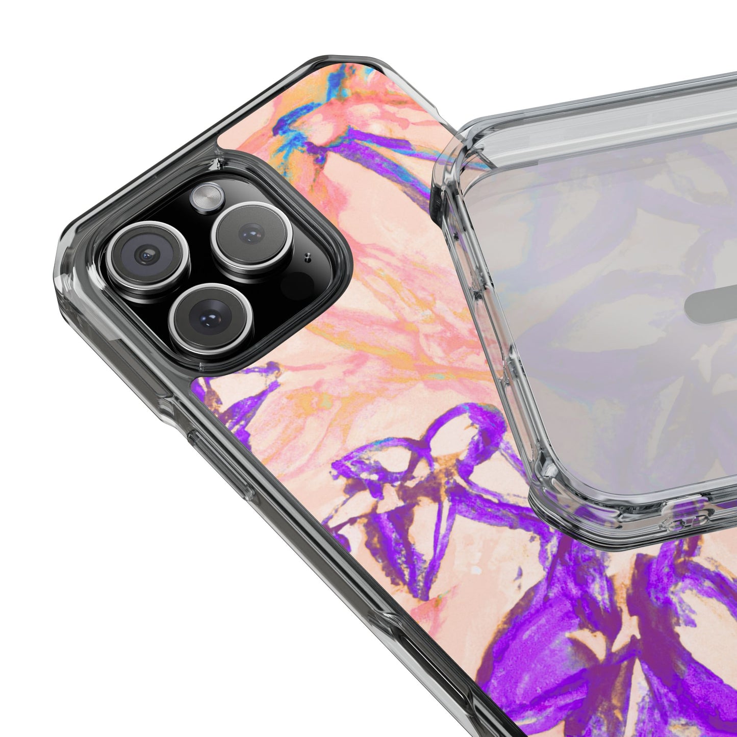 Tropical Doodles/Peach Magnetic Clear Phone Case, Many Models