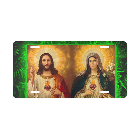 Jesus and Mary Vanity Plate - Tropical Glow Religious Design for Cars, Trucks, and Decor