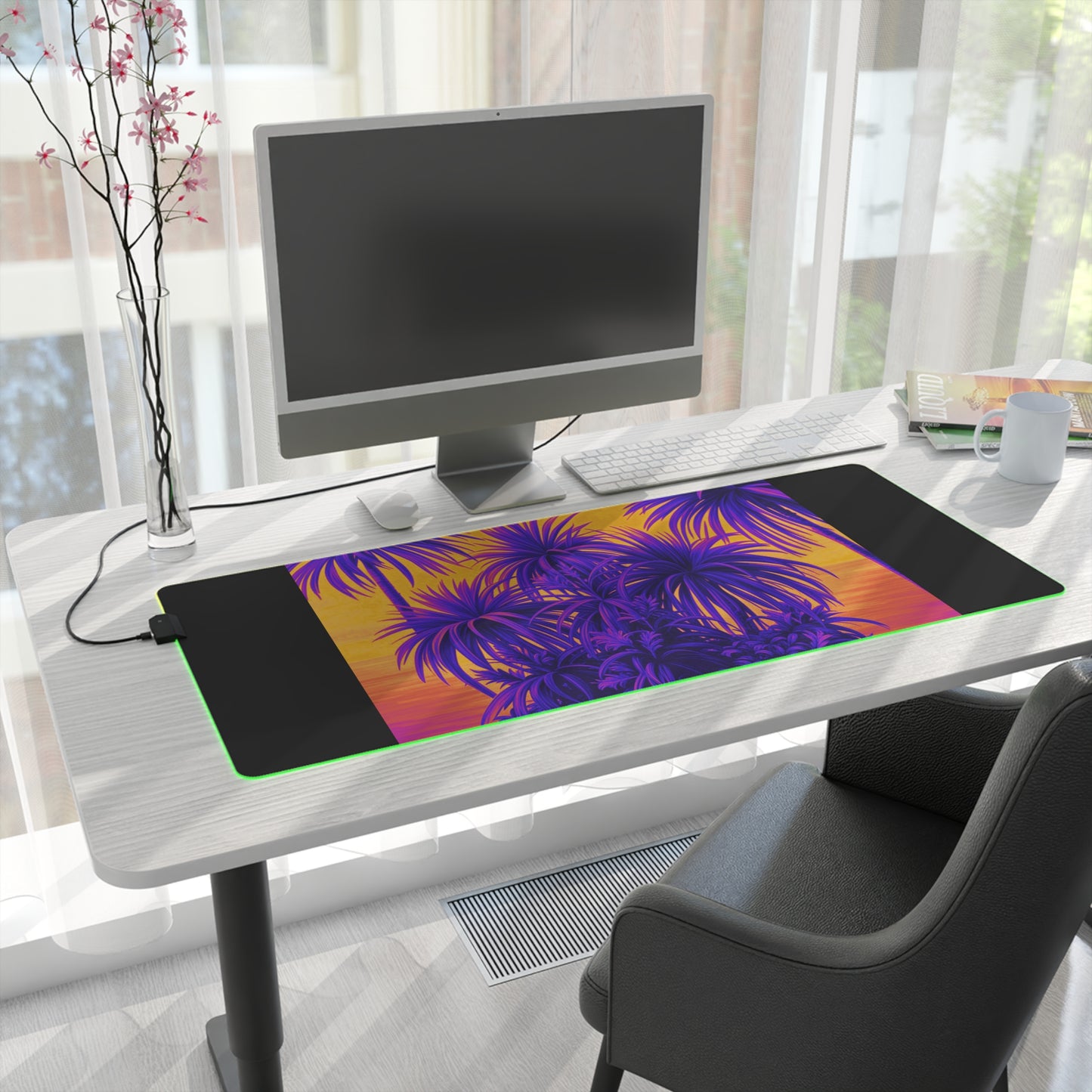LED Gaming Mouse Pad With Vibrant RGB Lighting, 4 Sizes / Tiny Palm Island, Pop