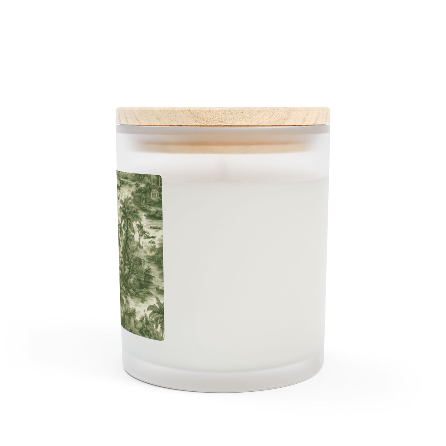 Frosted Glass Candle, 11oz - Tropical Toile #1, Green