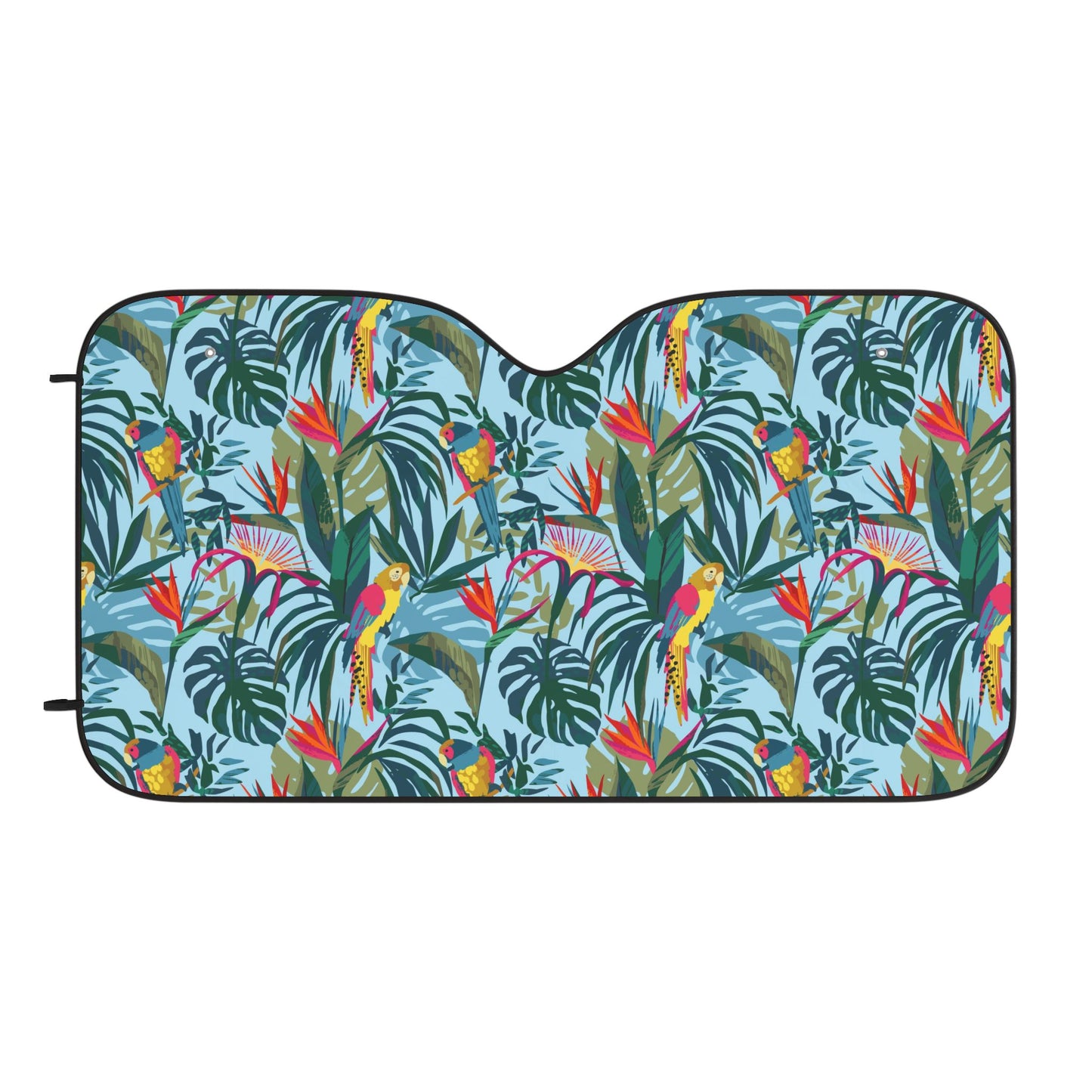 Tropical Car Sun Shades / Rainforest Parrots in Blue Hues