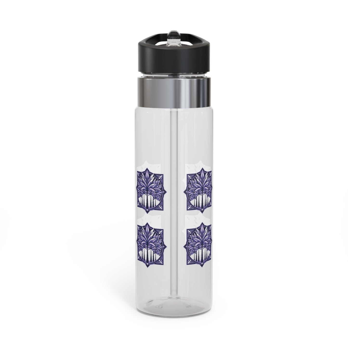 Tropical 20oz Tritan Sport Water Bottle -  Leakproof, Lightweight, BPA-Free / Deco Palms Purple