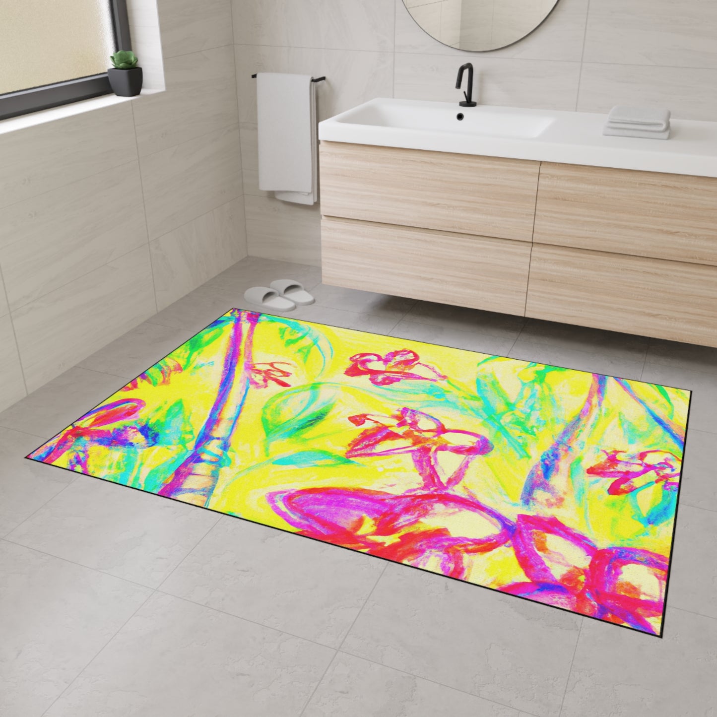 Heavy Duty Floor Mat, 5 Sizes – Tropical Area Rug for Home Décor / Tropical Doodles, Yellow